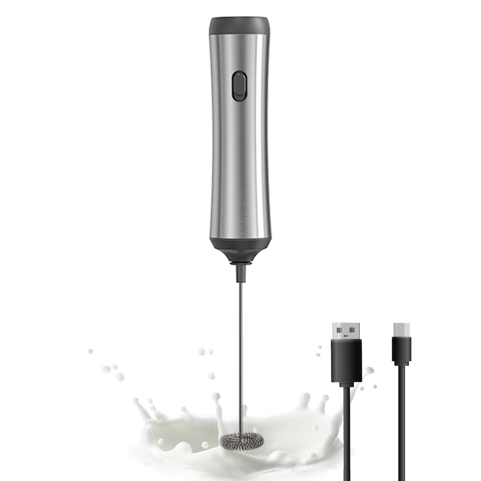 USB Rechargeable Handheld Milk Frother - Adjustable Electric Coffee Frother for Cappuccino, Hot Chocolate, Milkshakes & Egg Mixing | Perfect for Home, Office & Coffee Shops