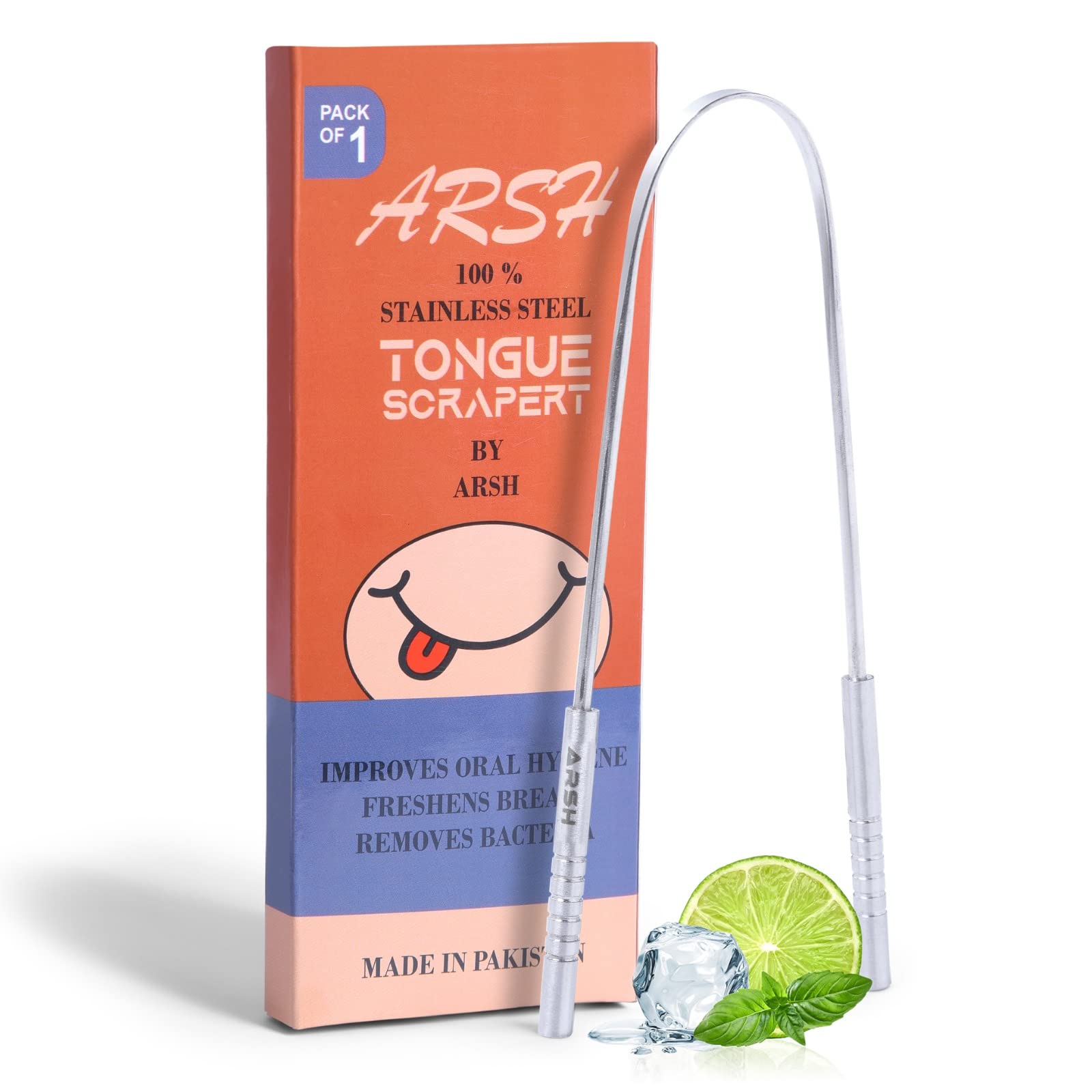 Premium Stainless Steel Tongue Scraper for Adults - 100% Metal Tongue Cleaner for Oral Hygiene & Fresh Breath - Bad Breath Remover for Men & Women - Perfect for Daily Dental Care Routine & Travel Hygiene Kit