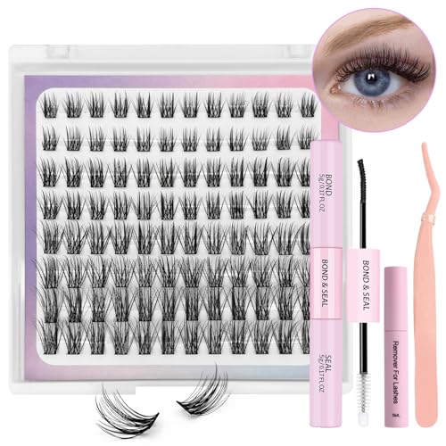 FOINEMY DIY Lash Extension Kit - 96Pcs Natural Cluster Lashes (10-16mm) with Lash Bond, Seal & Remover - Professional Eyelash Extension Kit for Beginners - Perfect for Home Salon, Bridal Makeup & Special Occasions