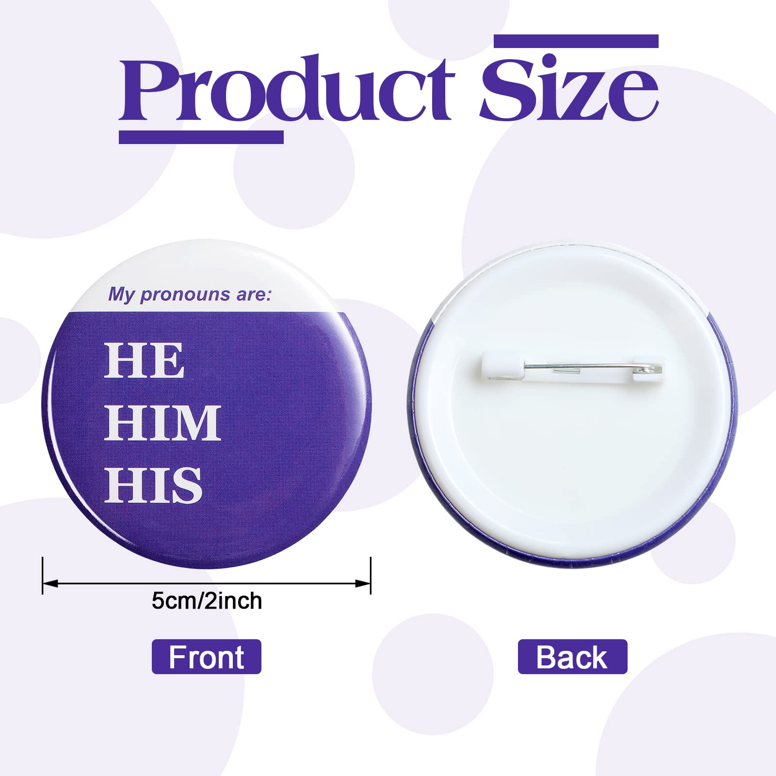 30 Pcs Gender Identity Pronoun Pinback Buttons - They/Them, She/Her, He/Him - Round Cute LGBTQ+ Pride Badges for Backpacks, Jackets & Lanyards - 3 Styles for Ally Support & Awareness Events