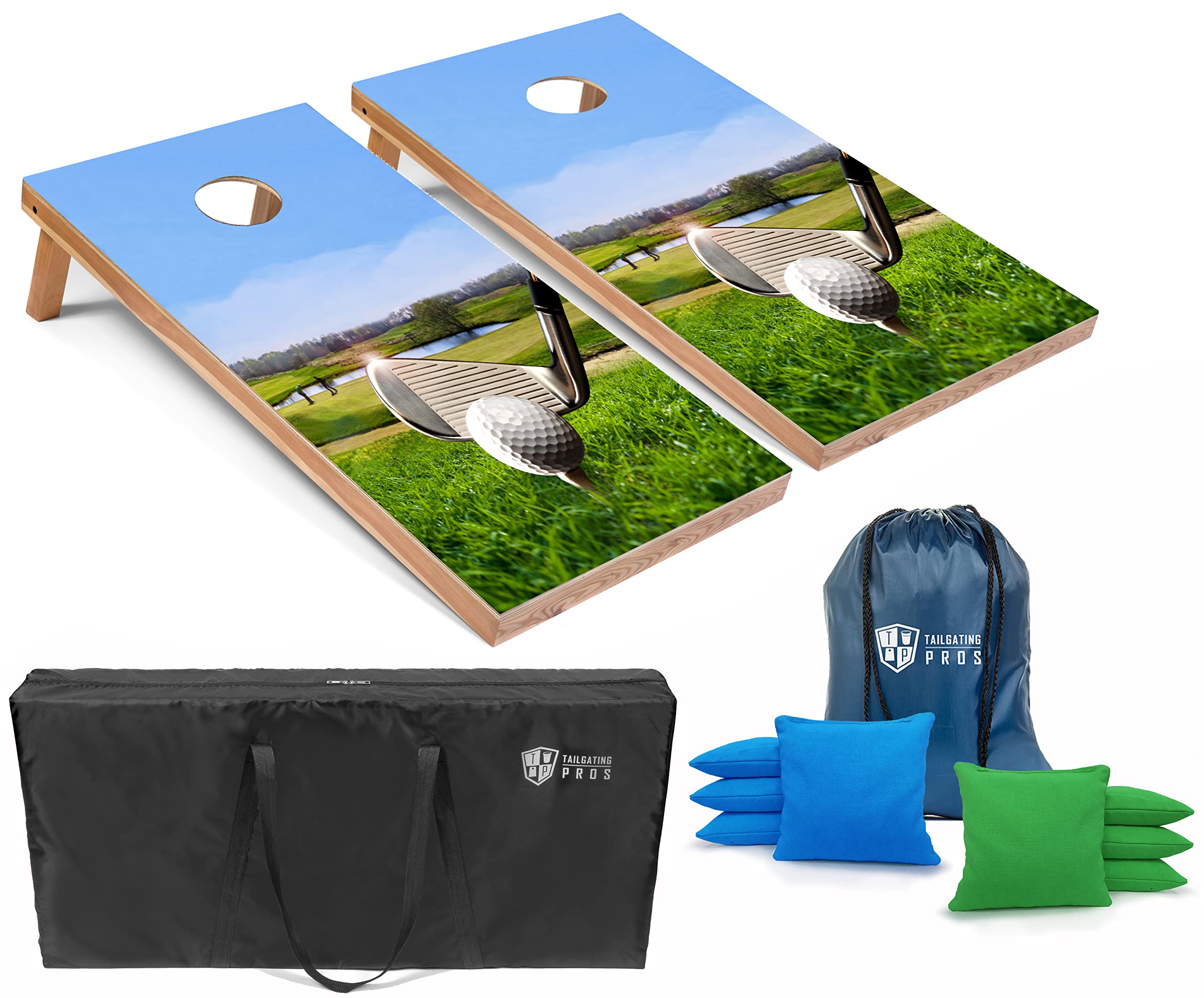 Premium Cornhole Board Set with 8 Bean Bags & Carrying Case - Regulation 4'x2' Size for Backyard Games, Tailgating, and Tournaments - Lightweight Design with Optional LED Lights for Night Play - Perfect for Parties, BBQs, and Outdoor Events