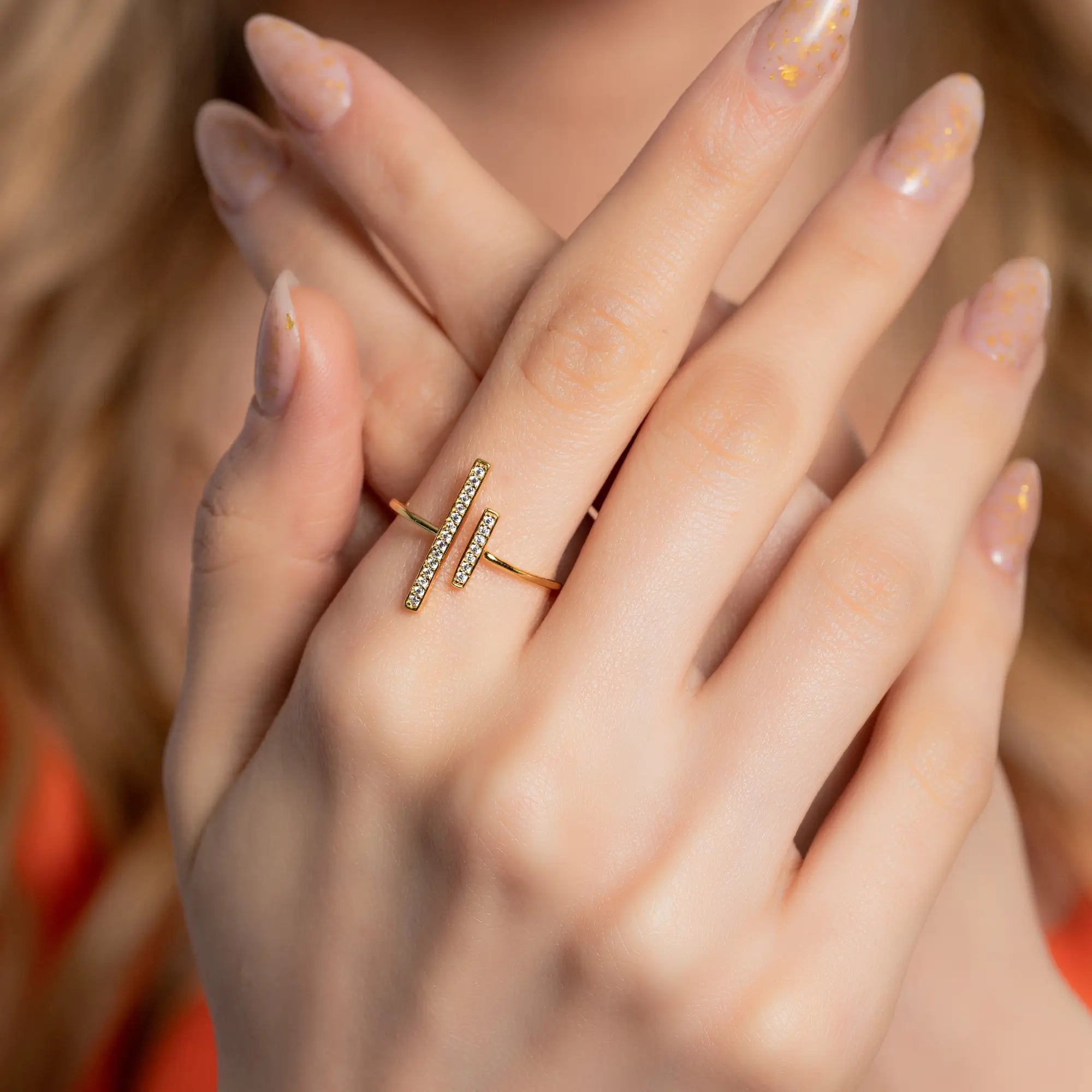 Elegant 14K Gold Line Ring for Women - Minimalist Thin Band Stackable Ring - Perfect for Everyday Wear, Gifts & Special Occasions