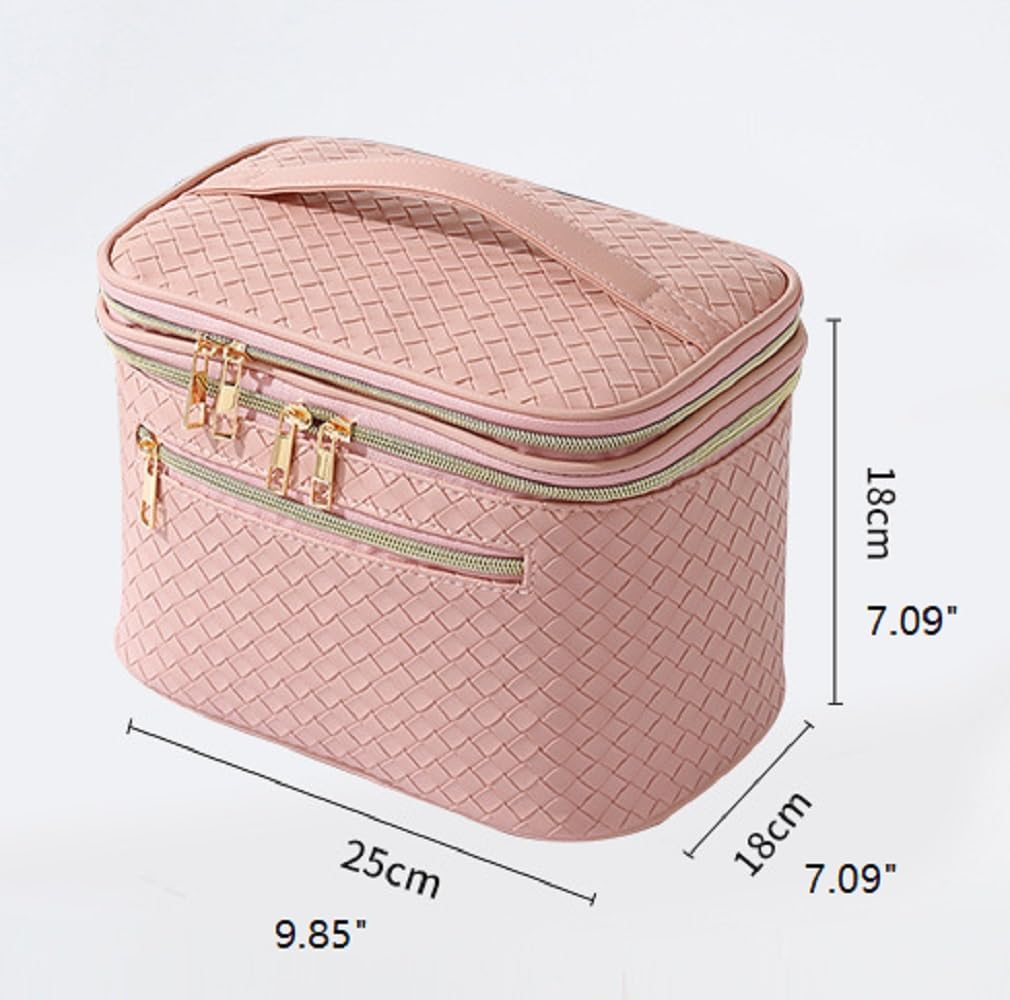 Large Double Layer Makeup Bag for Women - Waterproof Cosmetic & Jewelry Organizer Travel Toiletry Bag (Black) - Perfect for Travel, Gym & Daily Beauty Storage