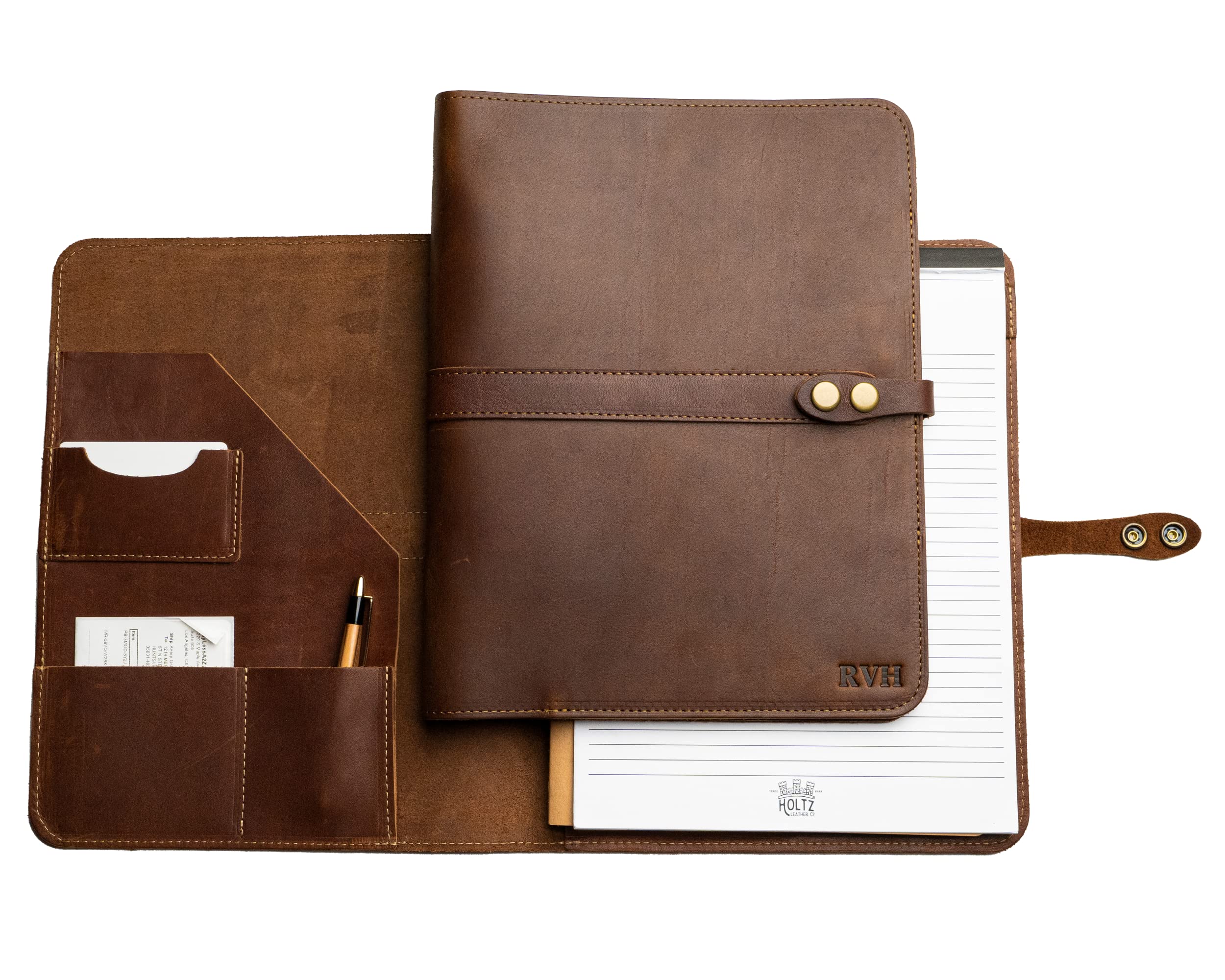 Holtz Leather Co. Premium Leather Portfolio for iPad - Vanderbilt 2.0 Business Padfolio with Legal Pad & Lined Journal - Perfect for Office Meetings, Business Travel & Professional Presentations