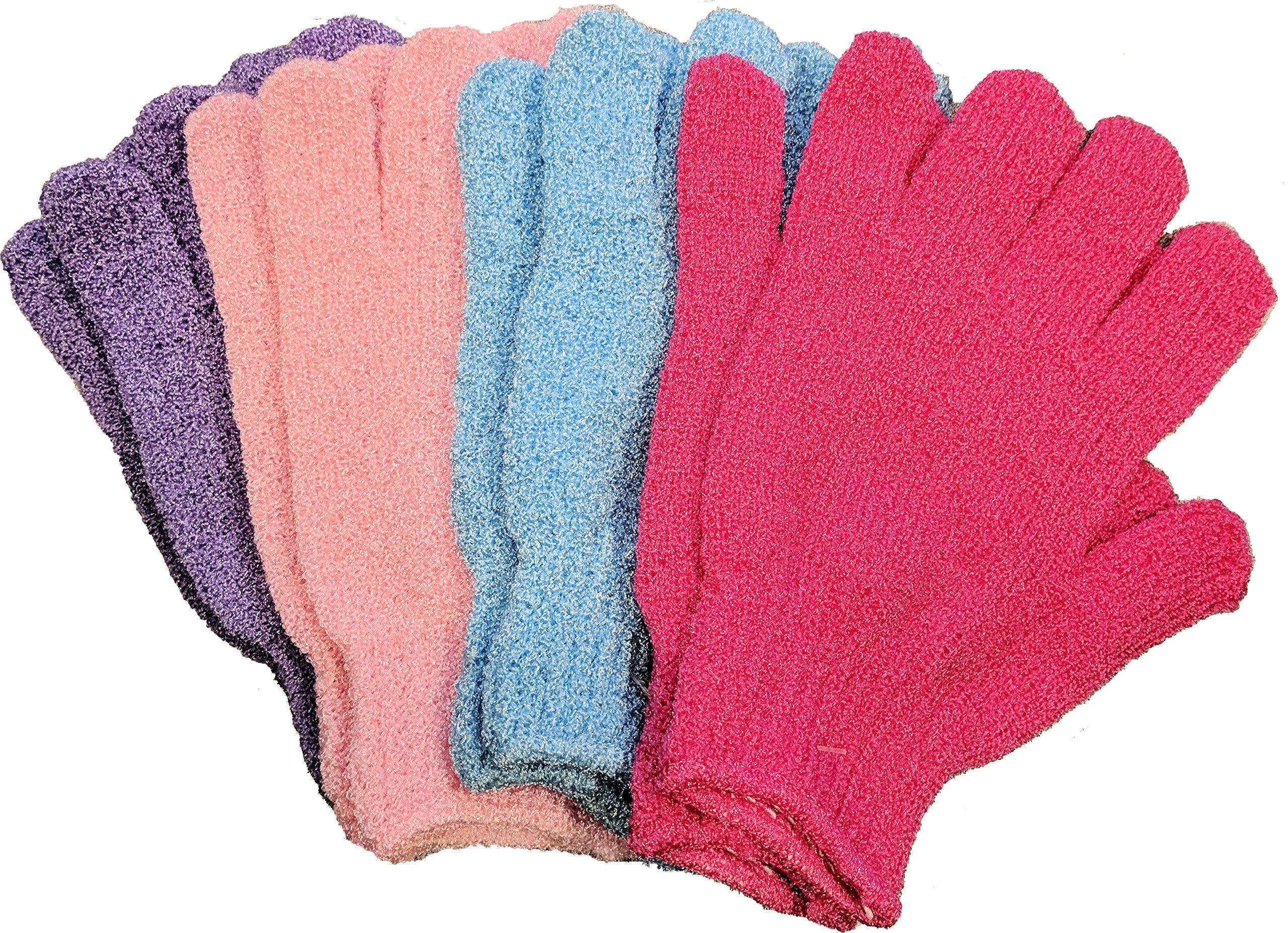 Exfoliating Bath Gloves 4 Pairs - Soft Exfoliating Gloves for Smooth Skin - Perfect for Body Scrub, Spa & Shower Use