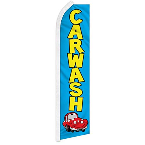 Blue Swooper Feather Advertising Flag for Car Wash - Durable & Eye-Catching Auto Detailing & Car Lot Sign | Perfect for Promotions, Grand Openings & Business Branding