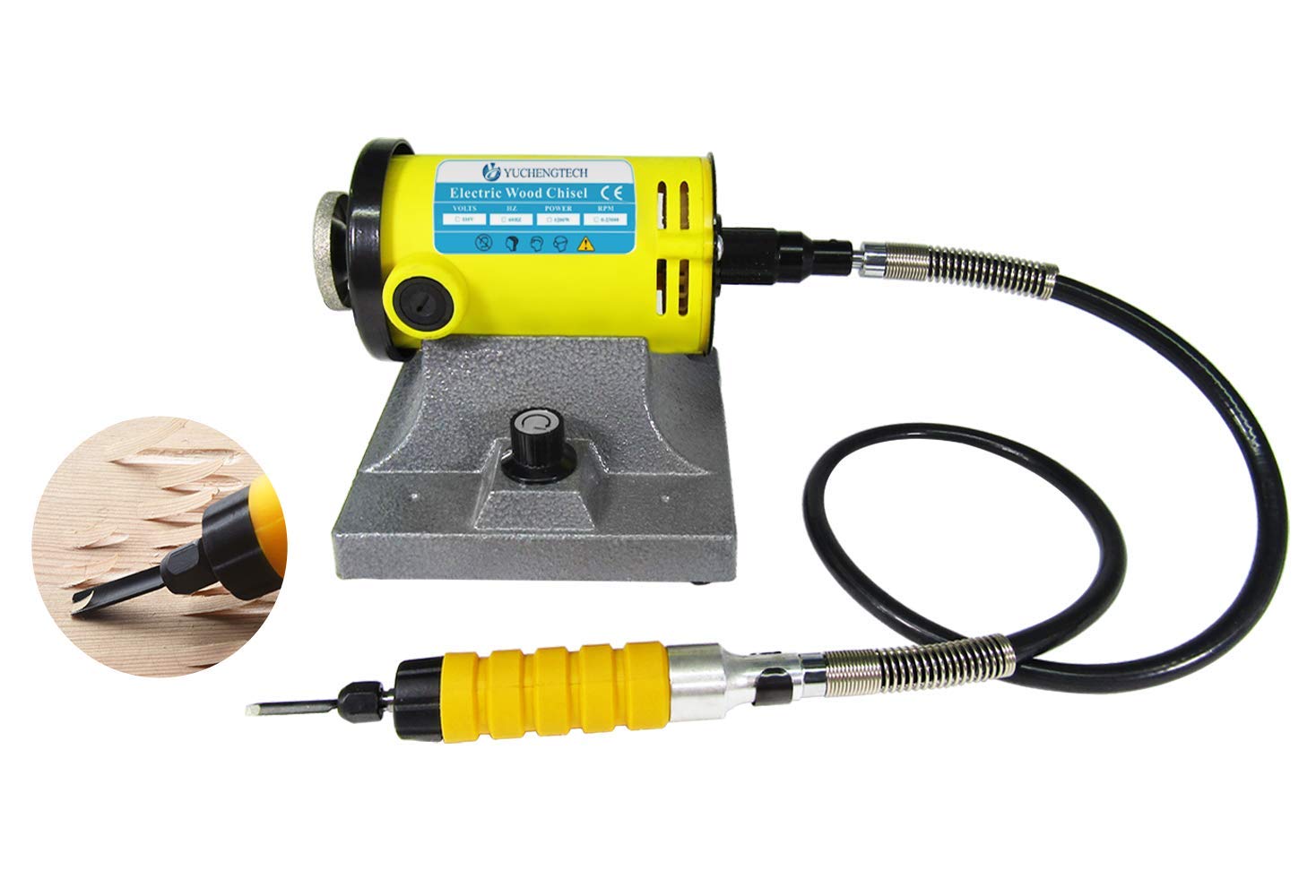 YUCHENGTECH 1280W High-Power Electric Chisel Carving Tool - 28000 RPM Woodworking Chisel with 110V for Professional Wood Carving, Engraving & DIY Projects