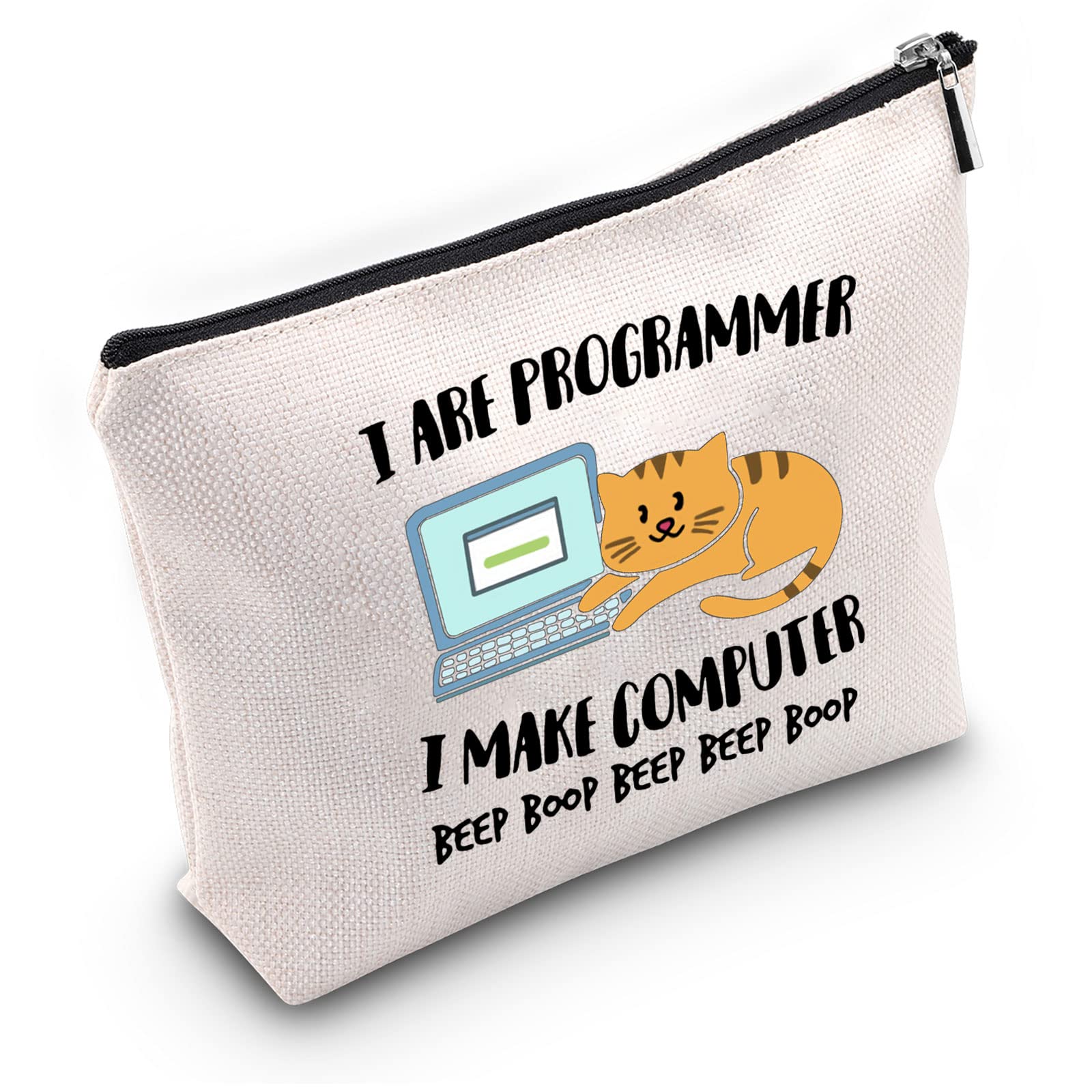 LEVLO Tech Code Programmers Gift Bag - Funny 'I Are Programmer' Design for Software Developers, Computer Engineers & Cat Lovers - Perfect for Office Use, Tech Conferences & Geeky Gift Giving
