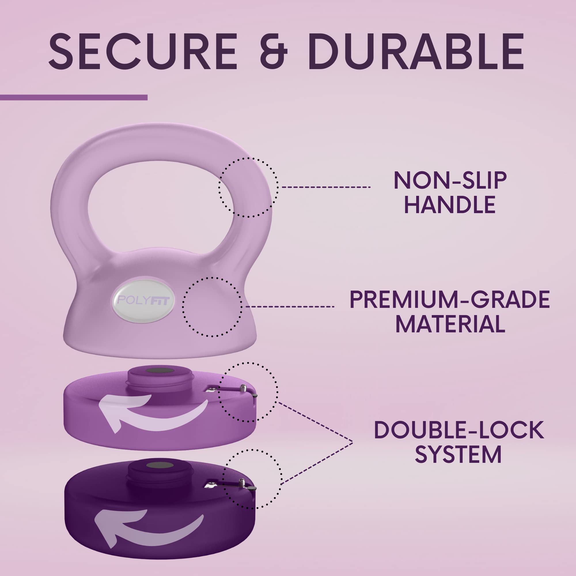 Polyfit Adjustable Kettlebell Set 5-12 lbs - Home Gym Weights for Women & Men - Perfect for Strength Training, HIIT Workouts, and Home Fitness Routines