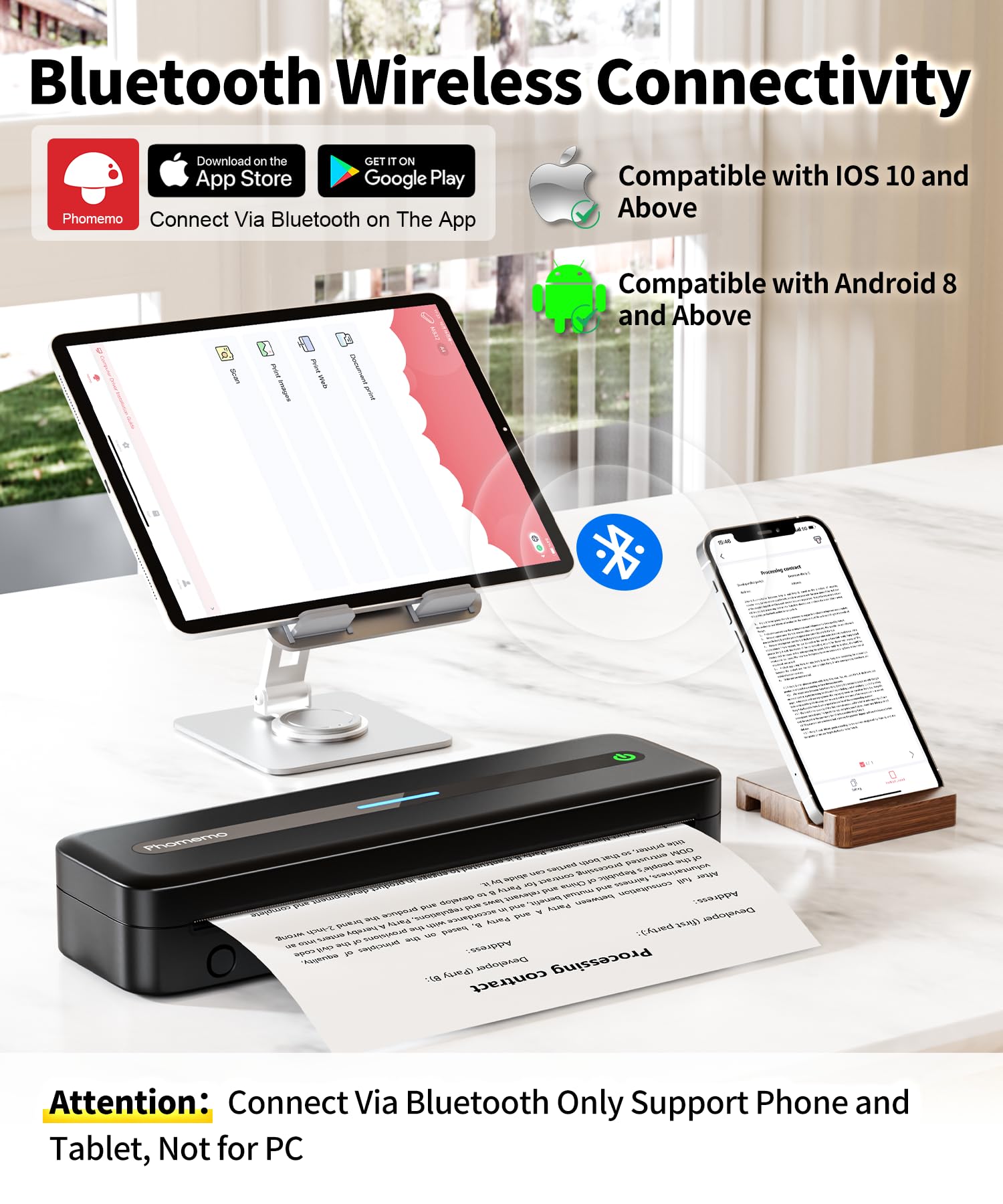 Phomemo M832 Wireless Portable Thermal Printer - Bluetooth Compatible with Phone & Laptop for Travel, Home, Office | Print Multi-Size Labels & Photos On-The-Go | Perfect for Travel Journals, Shipping Labels & Instant Photo Printing