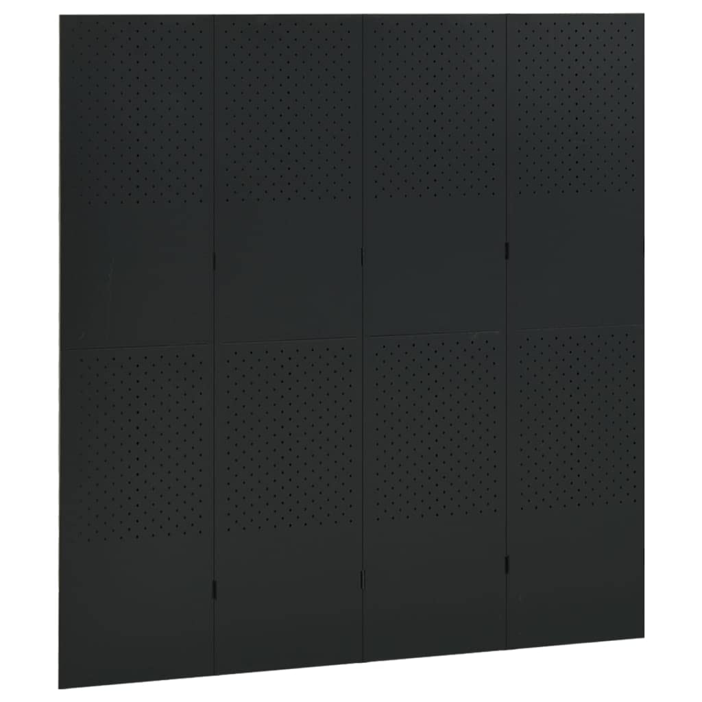 CHARMMA 4-Panel Black Steel Room Divider Screen - 63