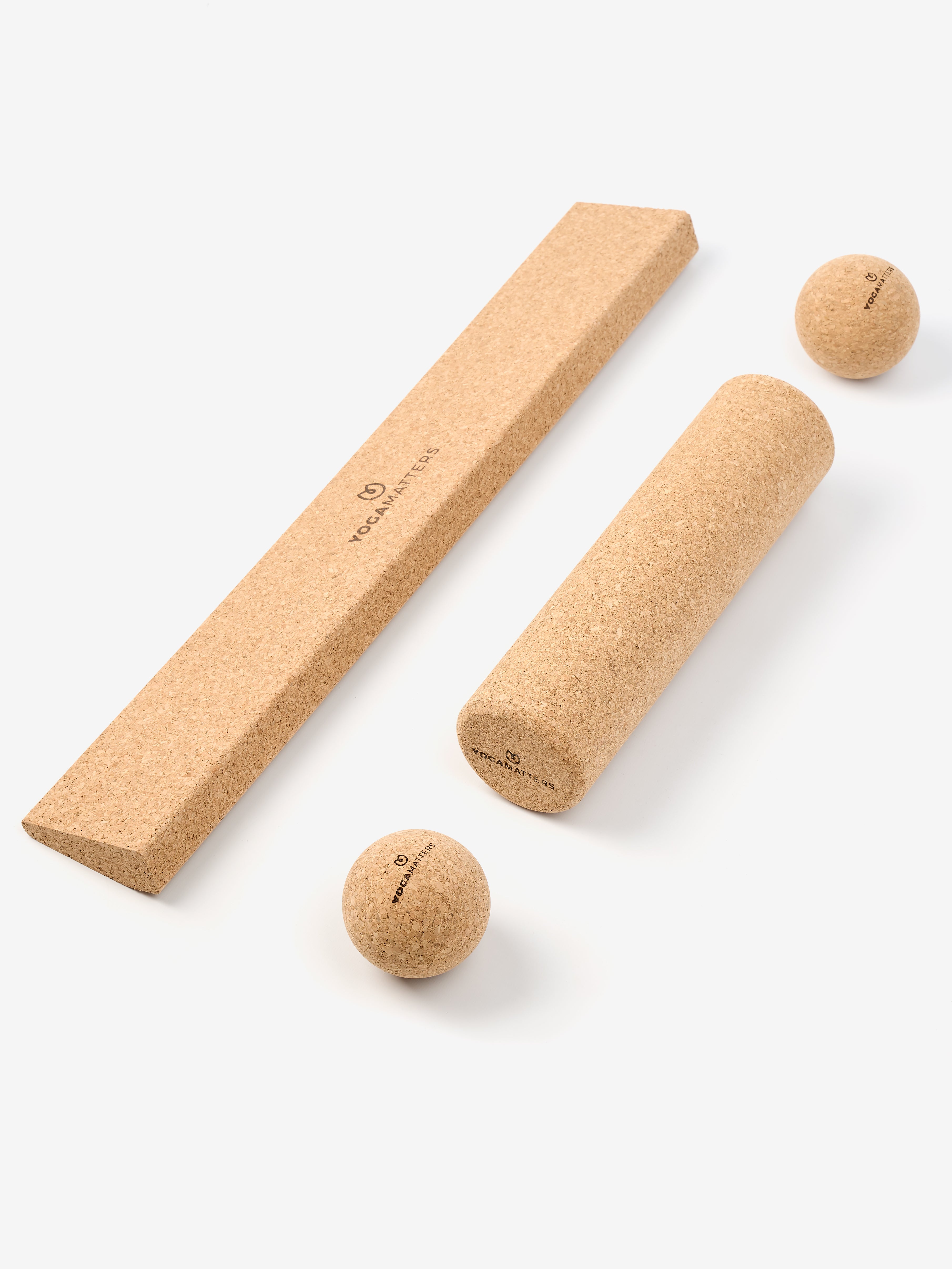 Yogamatters Cork Recovery Kit - Natural Yoga Block, Strap & Roller Set for Pain Relief & Flexibility - Perfect for Home Yoga, Pilates & Post-Workout Recovery