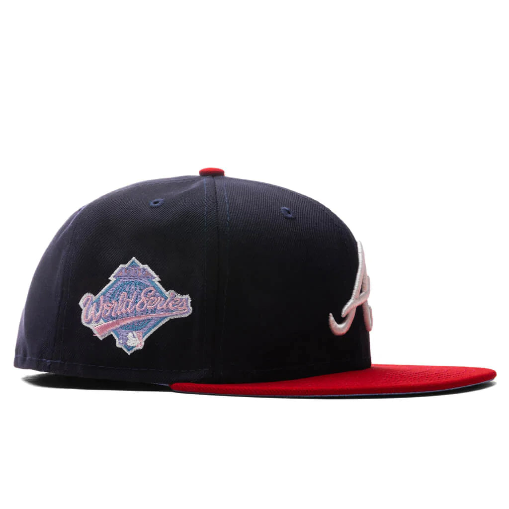 Atlanta Braves Pop Sweat Fitted Baseball Cap - Official MLB Team Logo Hat for Men & Women - Perfect for Games, Tailgating & Casual Wear