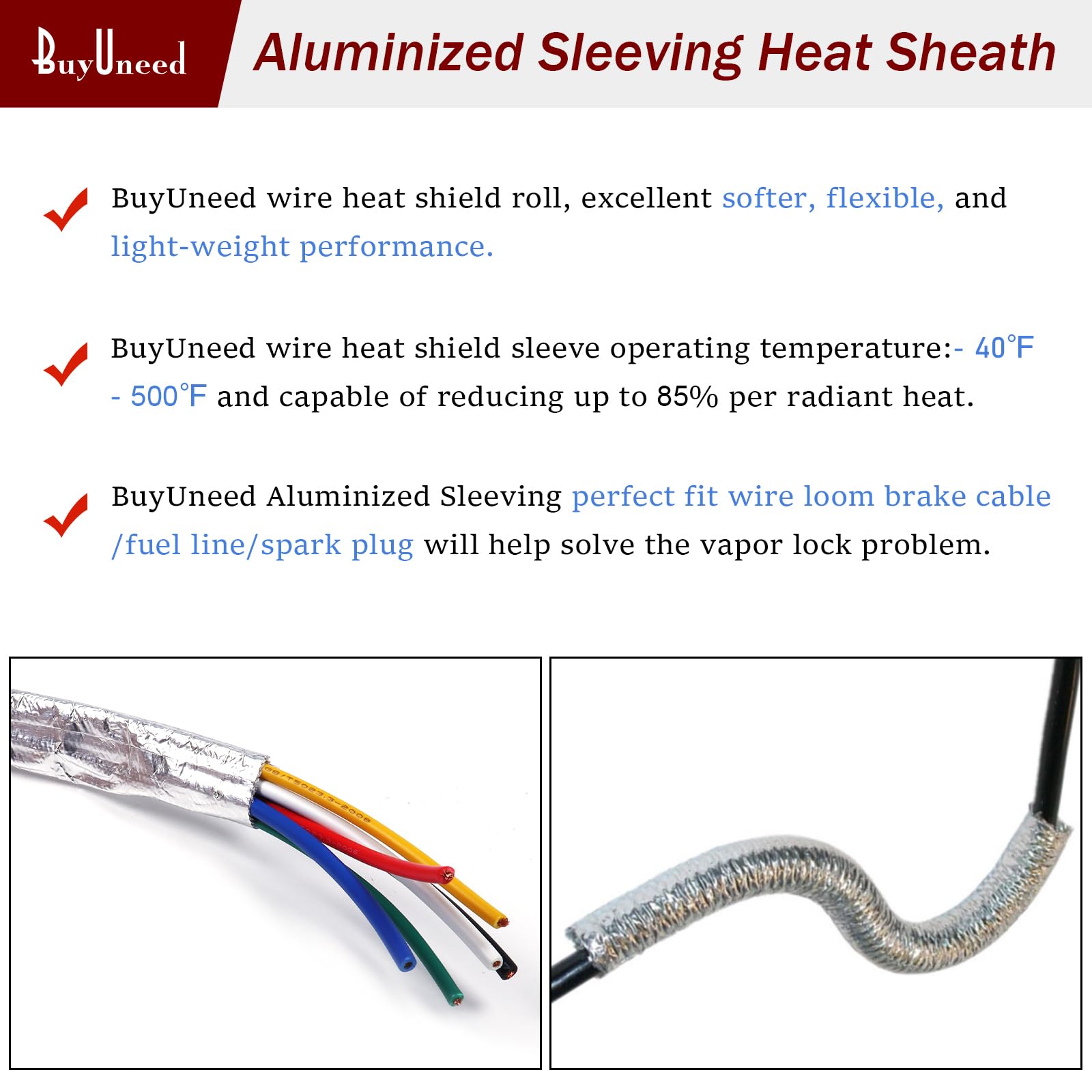 High-Temperature Car Aluminized Sleeving Heat Shield Roll - 1/2