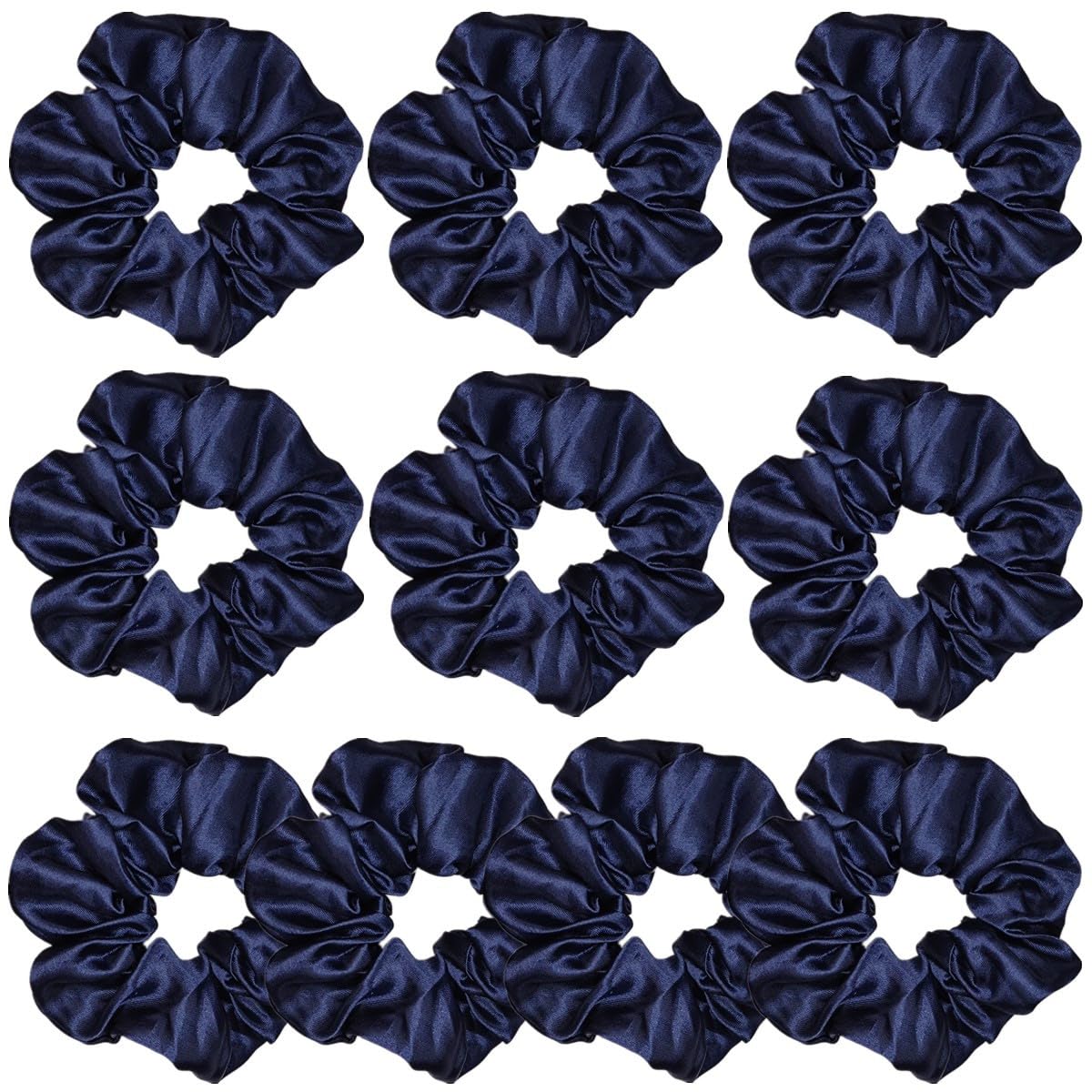 10 Pcs Satin Silk Hair Scrunchies - Soft Hair Ties & Ponytail Holders for Women & Girls (4.5 Inch, Navy Blue) | Fashion Hair Accessories for Daily Use, Workouts & Special Occasions