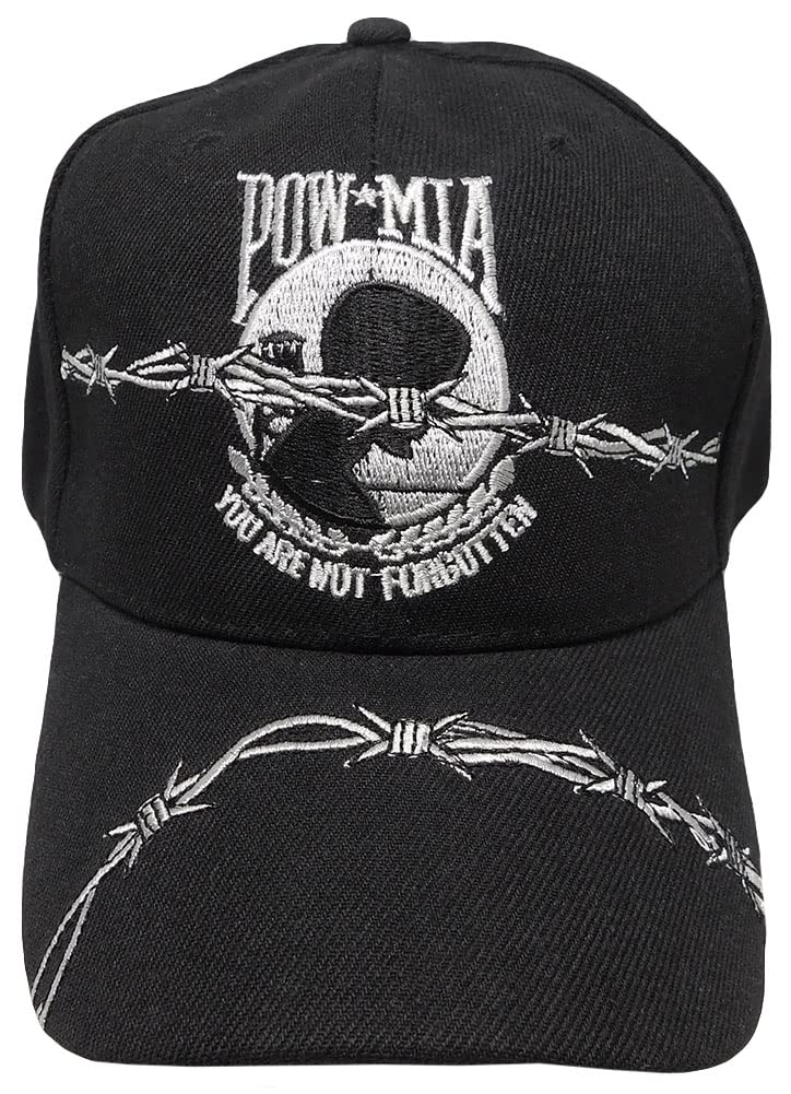USA POW MIA Embroidered Barbed Wire Mesh Baseball Cap - Adjustable Military Style Hat for Veterans, Outdoor & Casual Wear