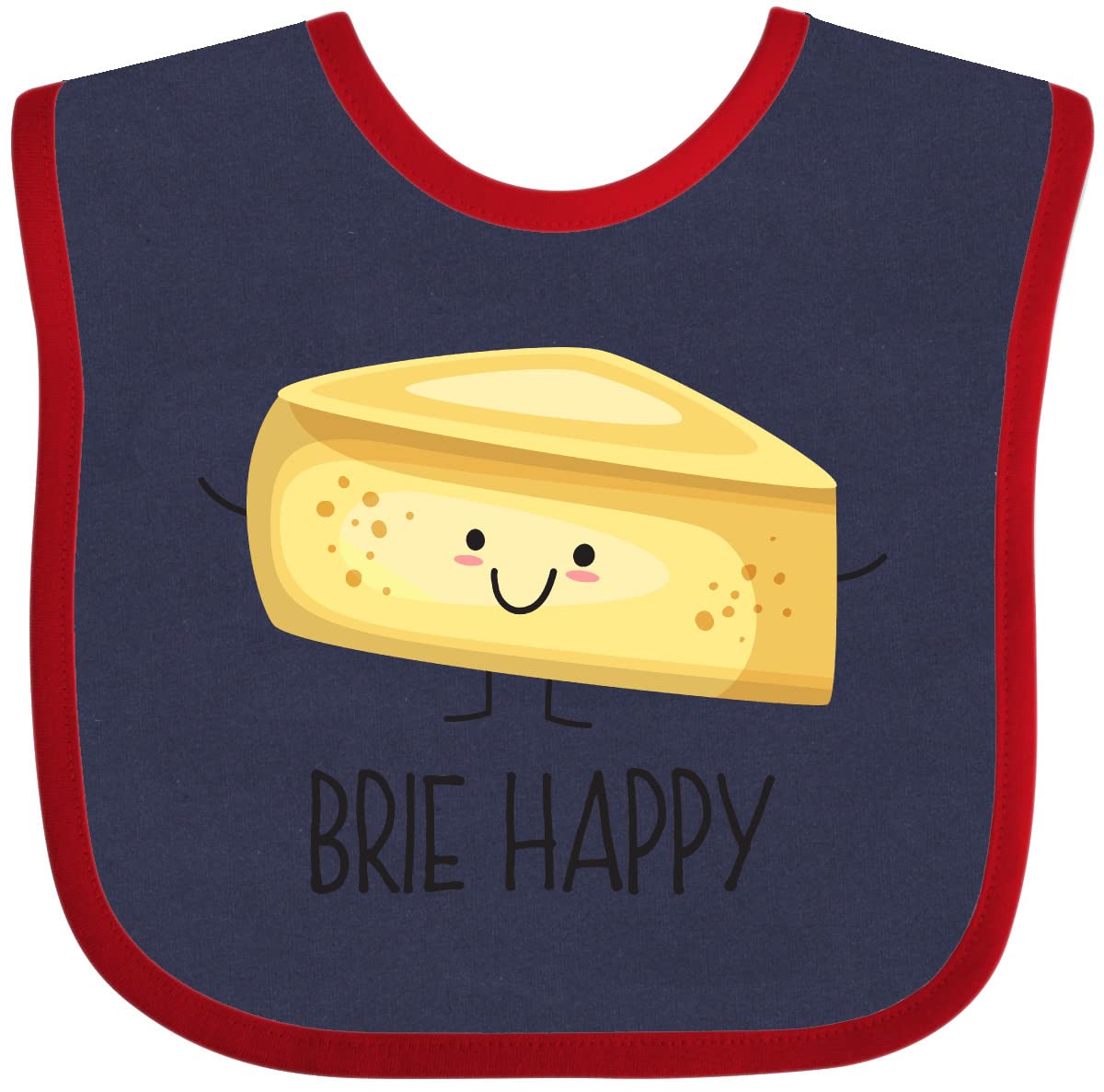 Inktastic Brie Happy Baby Bib - Soft & Absorbent Drool Bib for Infants & Toddlers - Perfect for Feeding, Teething & Everyday Use