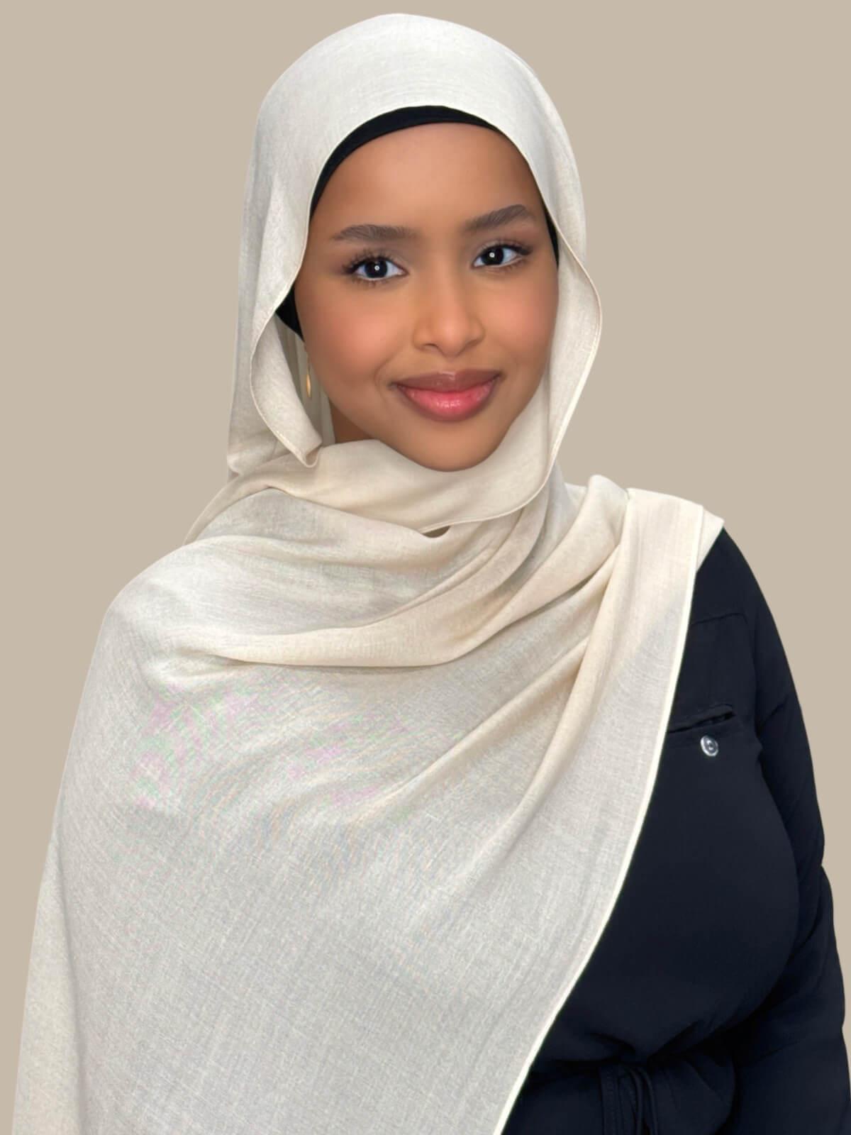 Soft Cotton Modal Hijab Scarf - Buttercream Color - Breathable & Comfortable for Daily Wear, Prayer, and Modest Fashion