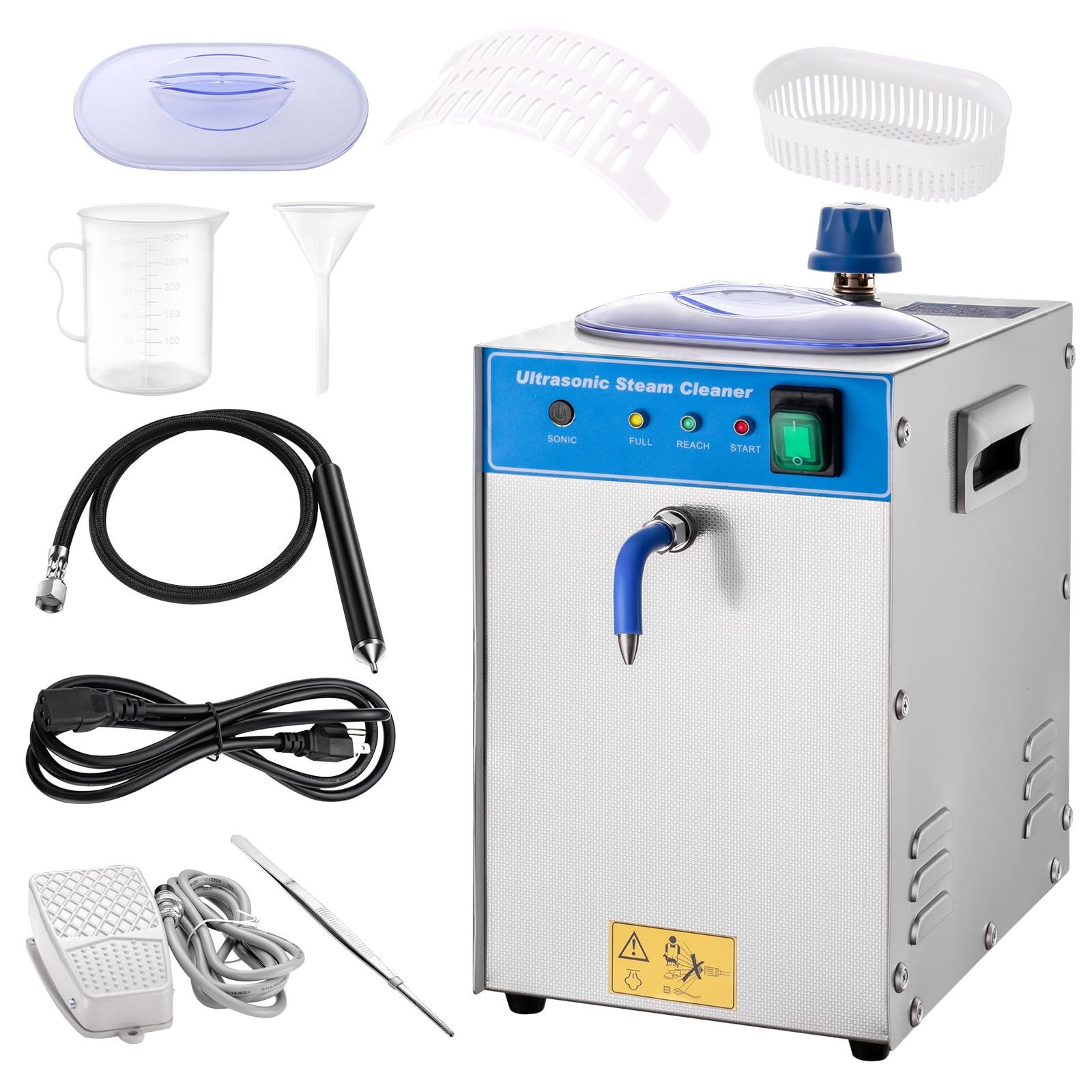DZQ 2-in-1 Jewelry Steam & Ultrasonic Cleaner - 1200W Steamer & 35W Ultrasonic Cleaner for Gold, Silver Jewelry, Watches, Eyeglasses, Dentures - Professional Cleaning Solution for Home & Jewelry Stores