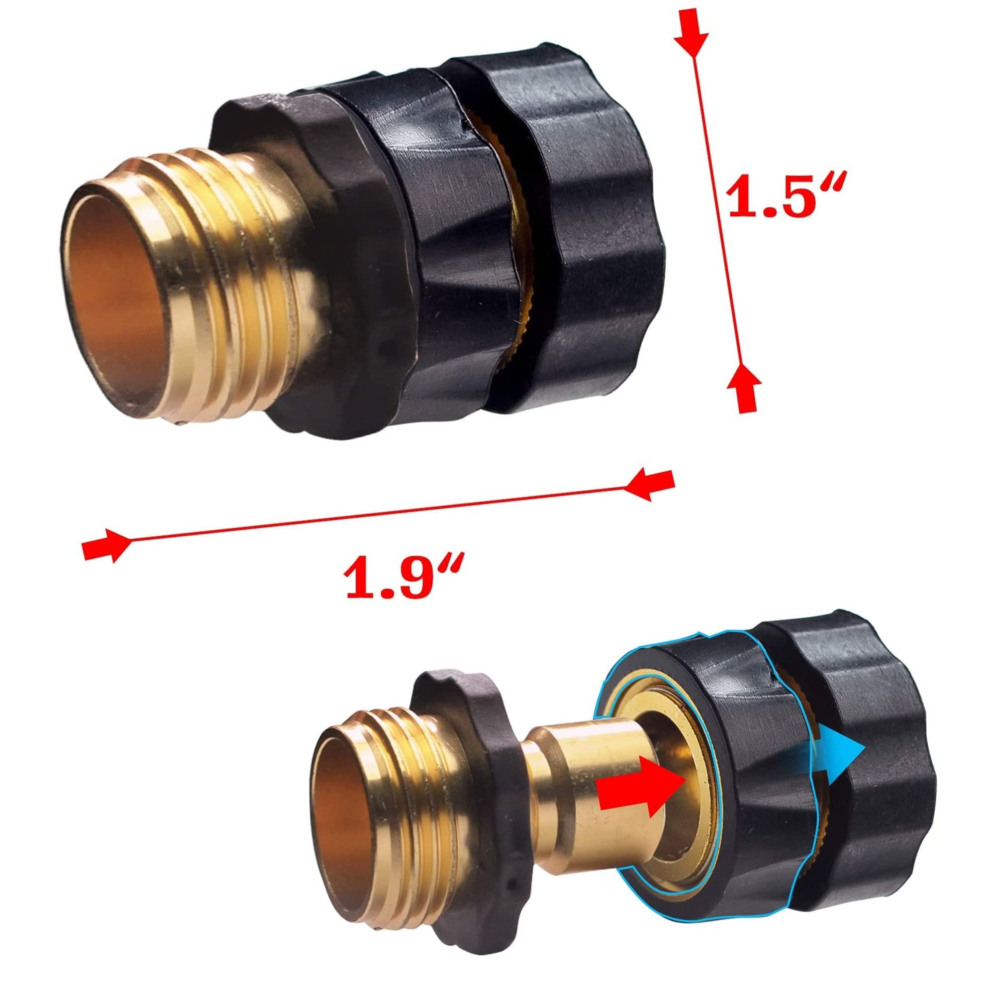 Xiny Tool 3/4 Inch Garden Hose Quick Connect Set - Male & Female Water Quick Release Connectors for Easy Irrigation, Car Washing & Outdoor Watering (2-Pack)