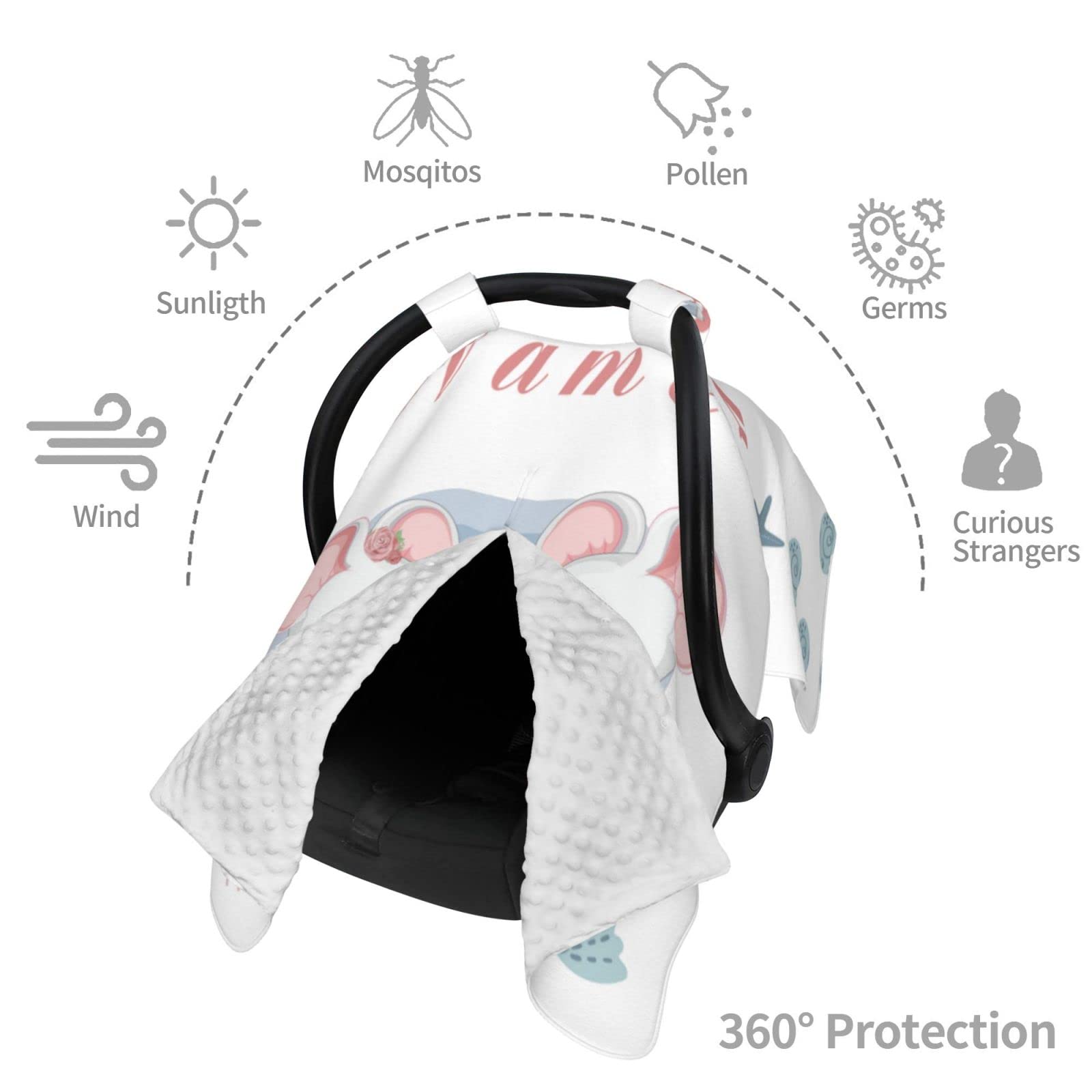Personalized Baby Car Seat Covers with Name - Custom Infant Car Seat Canopy for Boys & Girls - Nursing & Breastfeeding Cover - Perfect for Travel, Shopping & Daily Outings