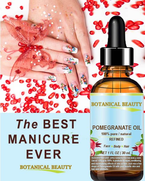 100% Pure Pomegranate Seed Oil - Cold Pressed & Refined, 1 Fl Oz (30ml) for Face, Skin, Hair & Nails Care | Rich in Vitamin C | Natural Carrier Oil for Moisturizing, Anti-Aging & DIY Beauty Recipes | Perfect for Dry Skin, Hair Treatment & Massage Therapy