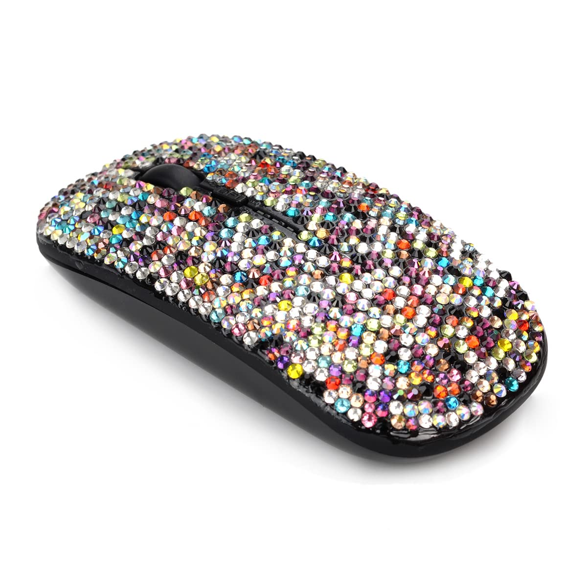 Sparkling Rechargeable Wireless Mouse with Austrian Crystal Rhinestones - Slim Bluetooth Mouse for Laptop, PC, Mac - Perfect Gift for Women, Girls (7 Color Options) - Ideal for Office, Home, Travel & Gaming Use