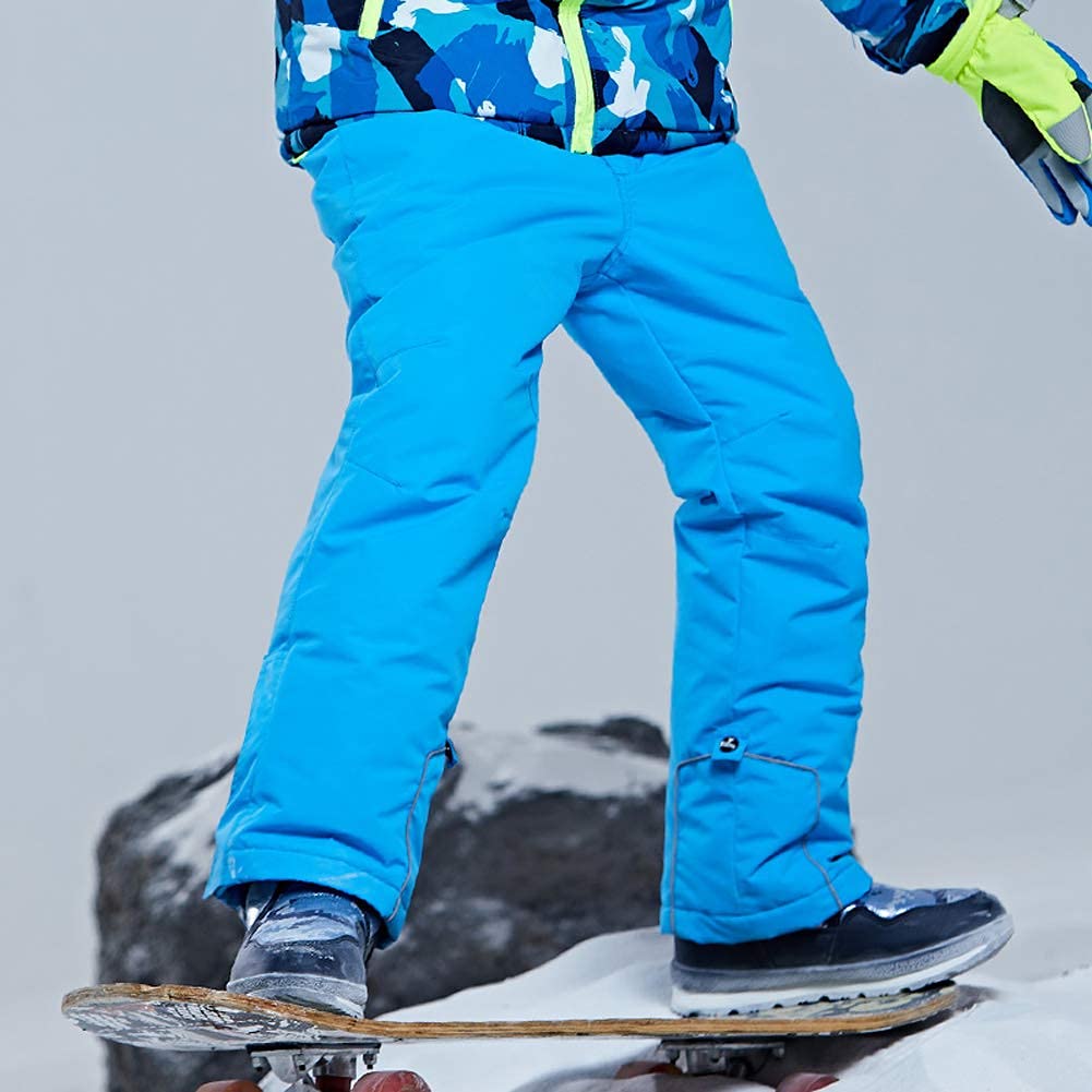 WOWULOVELY Boys' 2-Piece Colorblock Snow Pants & Jacket Set - Waterproof Winter Snowsuit for Skiing, Snowboarding & Outdoor Play - Ages 6-12