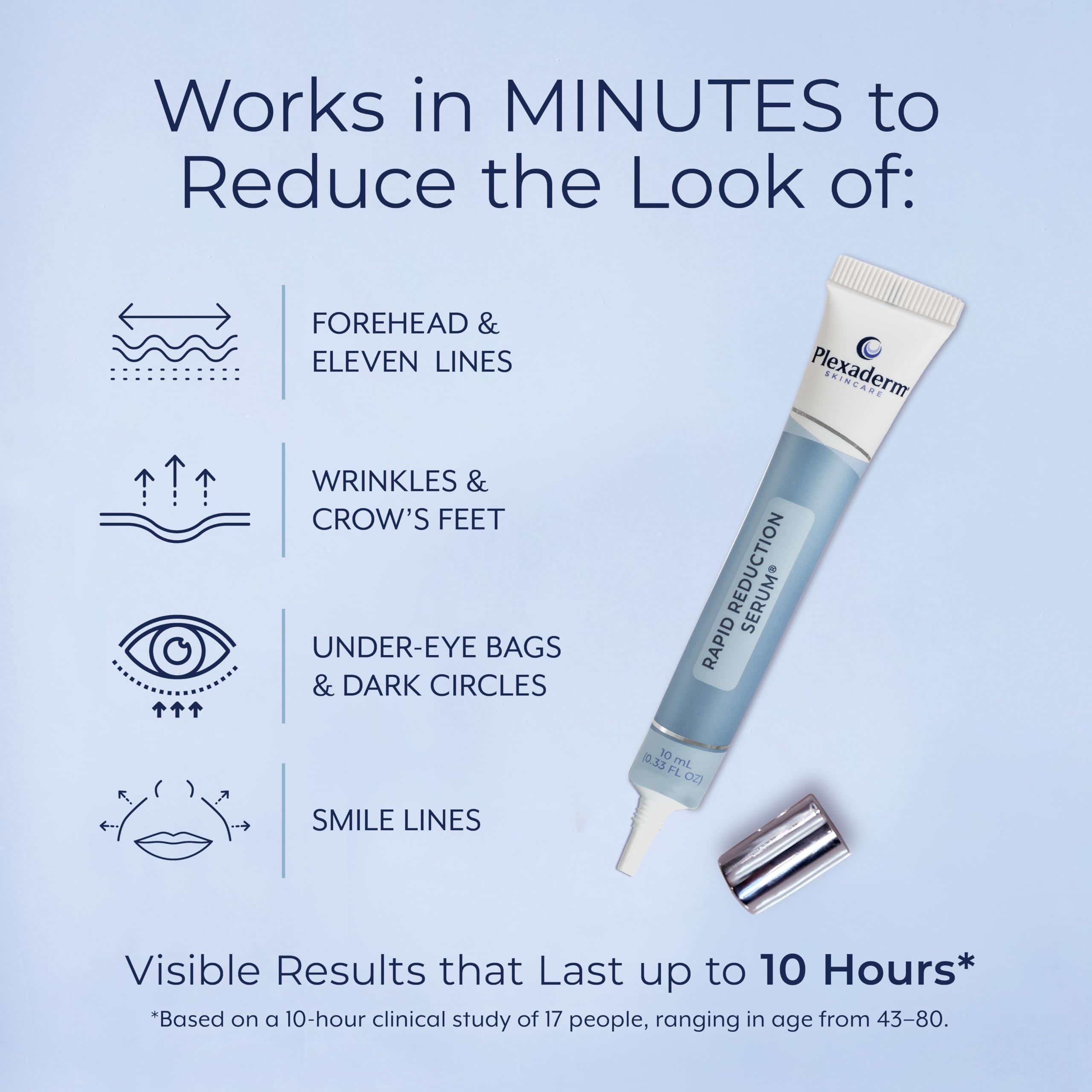 Plexaderm Rapid Reduction Eye Serum - Instantly Reduces Under-Eye Bags, Wrinkles, Dark Circles & Fine Lines | Anti-Aging Wrinkle Treatment for Face | Perfect for Morning Routine & Night Skincare | Full Size Tube