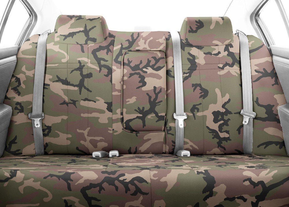 CalTrend Rear 40/60 Split Bench Seat Covers - Camouflage Design for 2011-2012 Jeep Wrangler (Retro Insert & Trim) | Durable Protection for Off-Road Adventures & Daily Driving