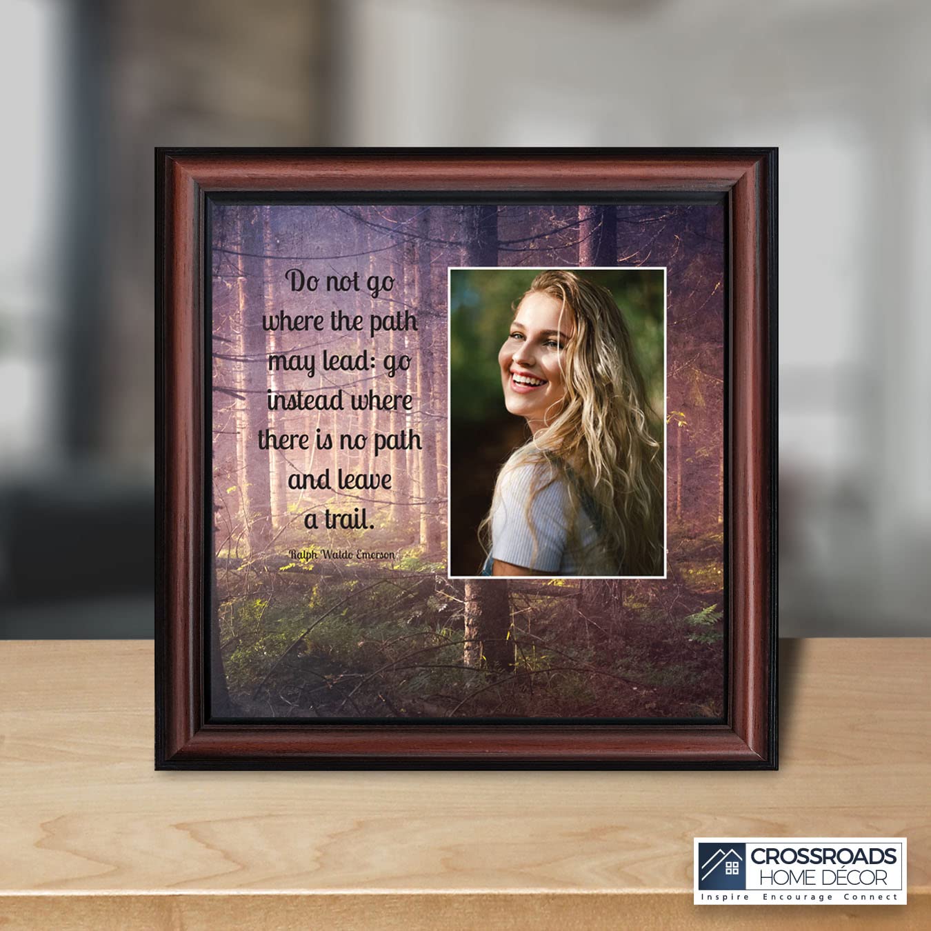 Inspirational Wall Art Decor - Emerson 'Do Not Go Where the Path May Lead' Framed Quote - Motivational Office & Home Decor - Perfect Graduation Gift for Boys & Girls - Ideal for Study Rooms, Offices & Dorm Decor