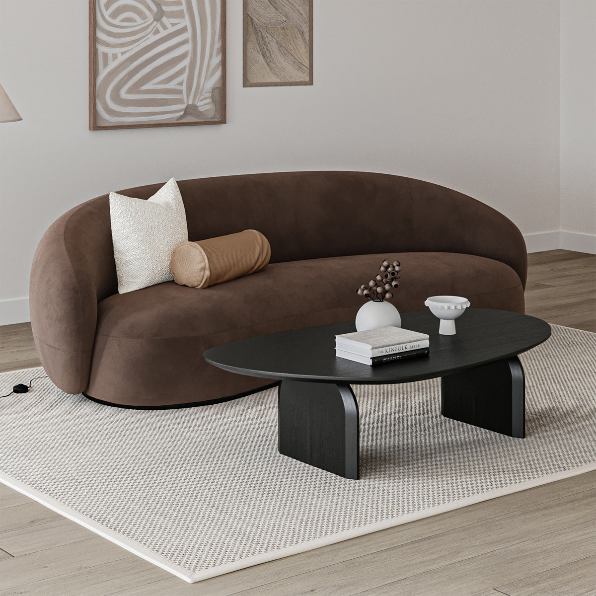 Stylish Oval Oak Coffee Table - Solid Wood Modern Living Room Furniture for Home Decor & Relaxation