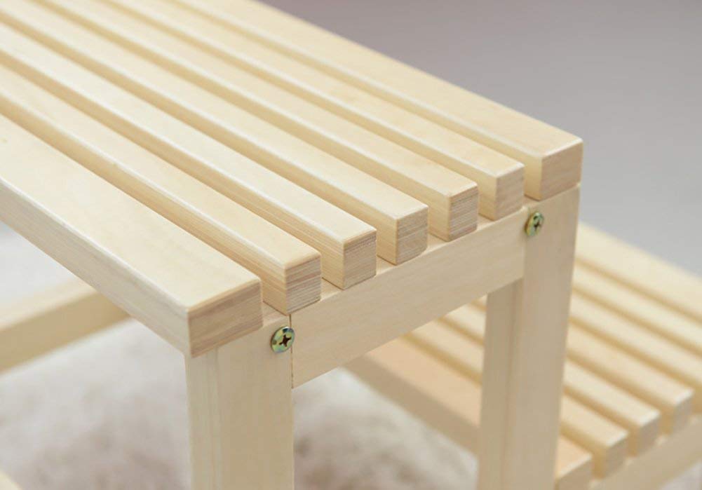 2-Step Solid Wood Ladder Stool - Multi-Purpose Shoe Bench, Flower Stand, Bathtub Barrel Footrest & High Pedal Stool for Home, Bathroom, and Garden Use