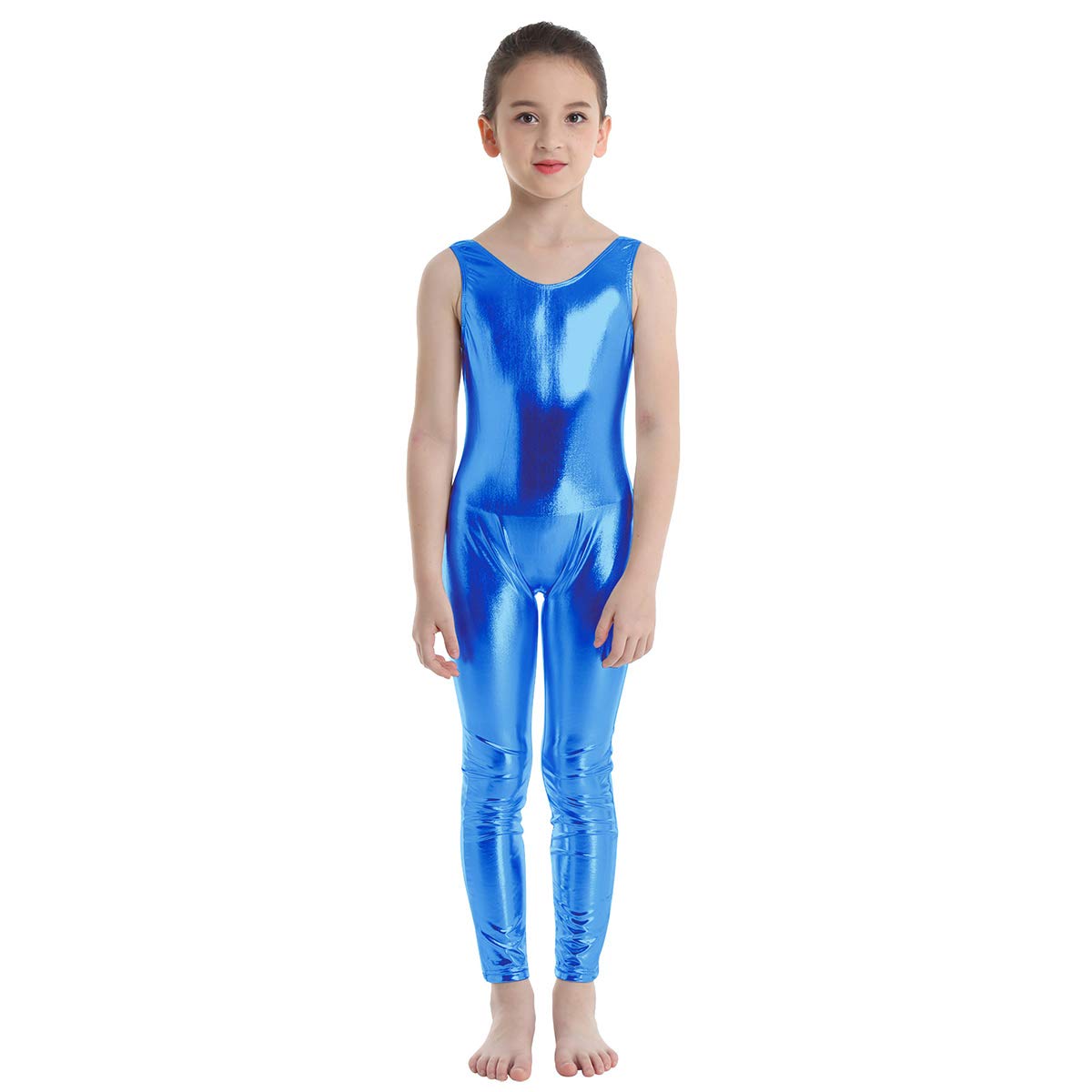 Aislor Girls Sleeveless Shiny Metallic Leotard - Ballet Dance Gymnastics Jumpsuit for Kids - Stretchy Activewear for Performance & Practice - Perfect for Recitals, Competitions & Dance Classes