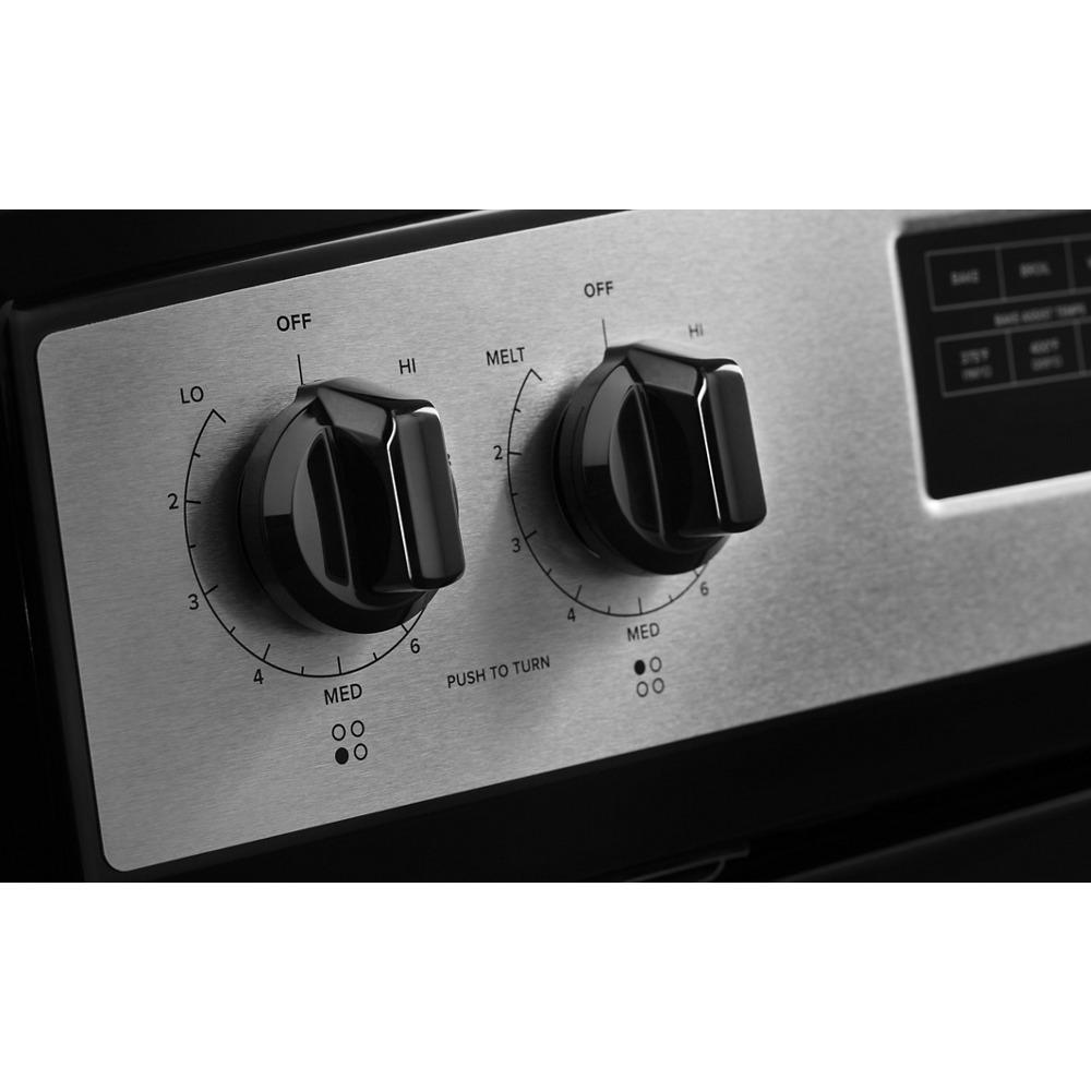 Amana AER6303MMS 30 Inch Electric Range with Extra Large Oven Window - Stainless Steel, 5.3 cu. ft. Capacity, Self-Cleaning - Perfect for Family Cooking, Holiday Baking & Modern Kitchens