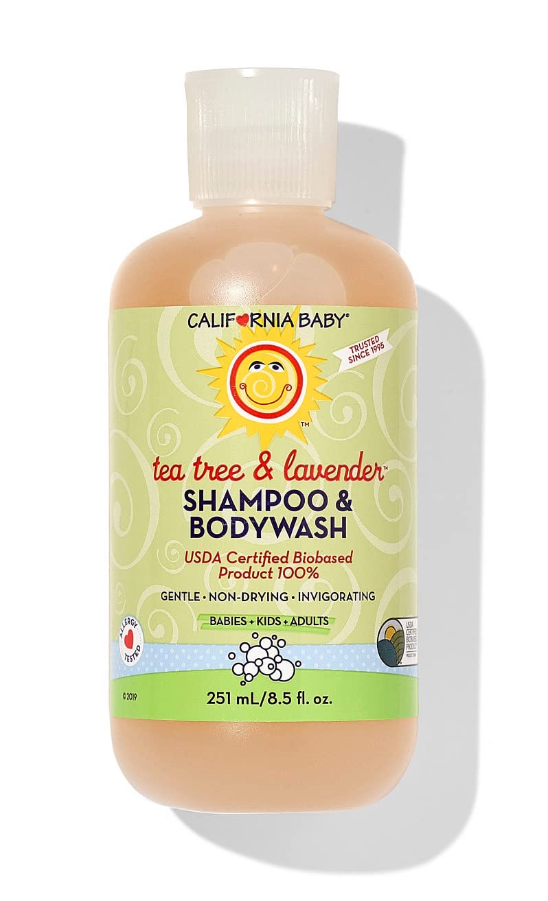 California Baby Tea Tree & Lavender Shampoo & Body Wash - USDA Certified Organic, Allergy Tested, 100% Plant-Based Baby Soap for Dry & Sensitive Skin - Gentle Toddler & Newborn Wash (8.5 fl oz) - Perfect for Daily Bath Time & Sensitive Skin Care