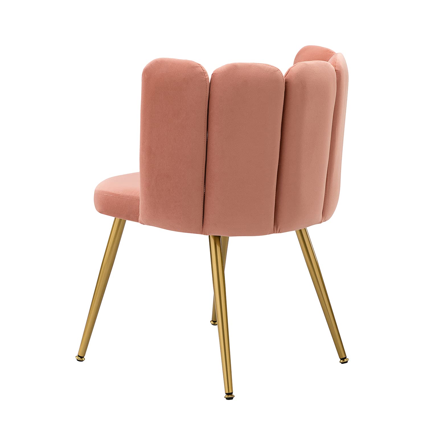 HULALA HOME Velvet Accent Chairs Set of 2 - Pink Upholstered Dining Chairs with Shell Back & Gold Metal Legs, Modern Vanity Chair for Makeup Room, Comfy Living Room Seating for Bedroom, Office, or Lounge