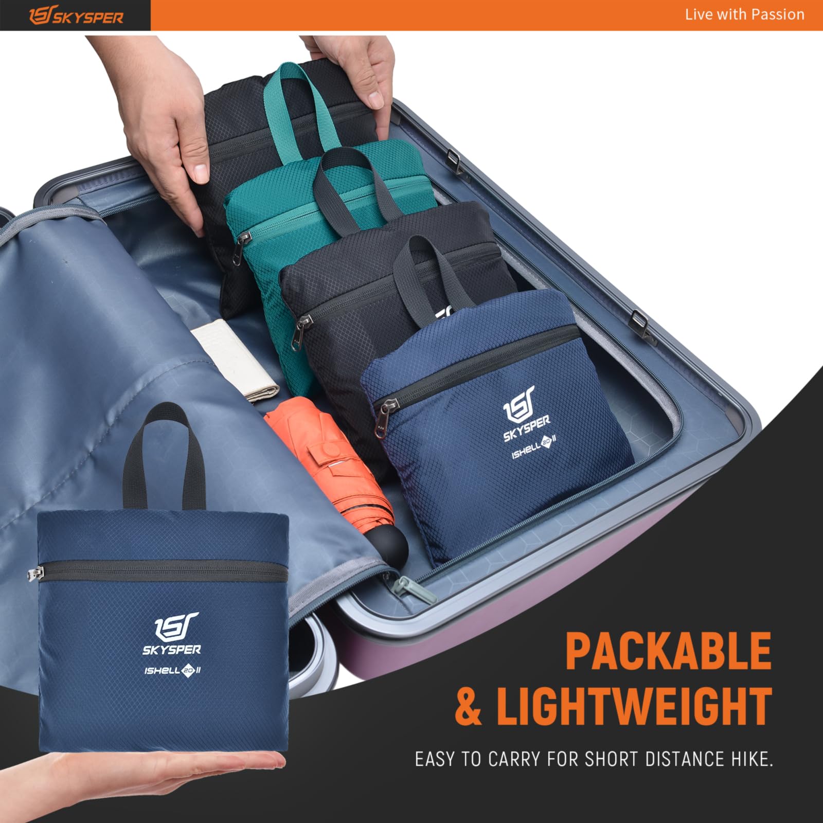 SKYSPER 20L Lightweight Packable Hiking Backpack - Water Resistant Daypack for Women & Men - Perfect for Outdoor Adventures, Travel & Daily Commute
