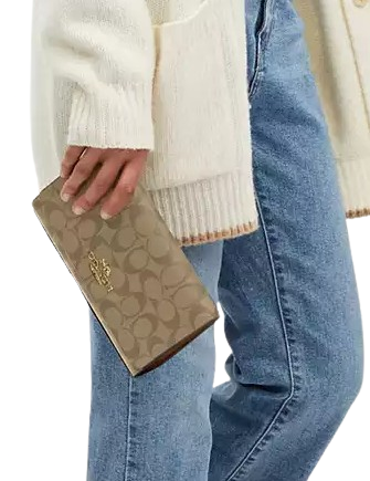 Coach Signature Canvas Flap Clutch Crossbody Bag - Stylish Women's Handbag for Work, Date Night & Evening Events