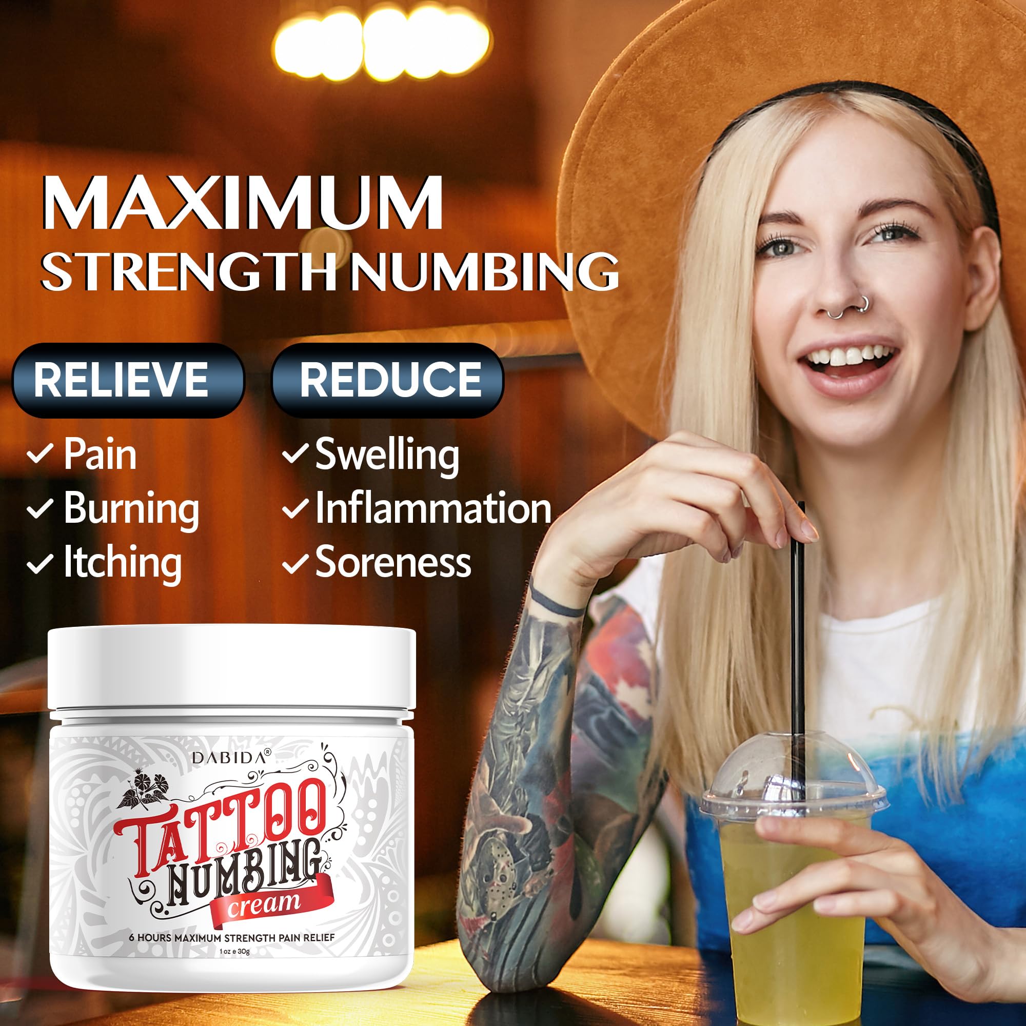 Maximum Strength Tattoo Numbing Cream (45g) - 6 Hours Pain Relief for Tattoos, Brazilian Waxing & Hair Removal | Topical Anesthetic for Professional & Home Use | Ideal for Tattoo Sessions, Waxing & Beauty Treatments