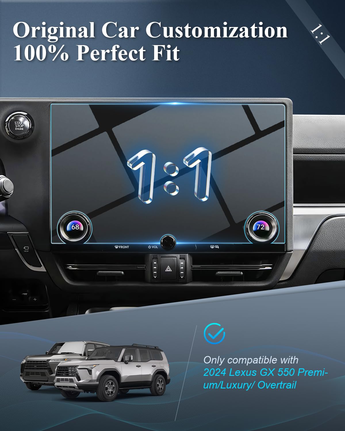 BIBIBO Tempered Glass Screen Protector for 2024-2025 Lexus GX 550 (Premium/Luxury/Overtrail) - 14