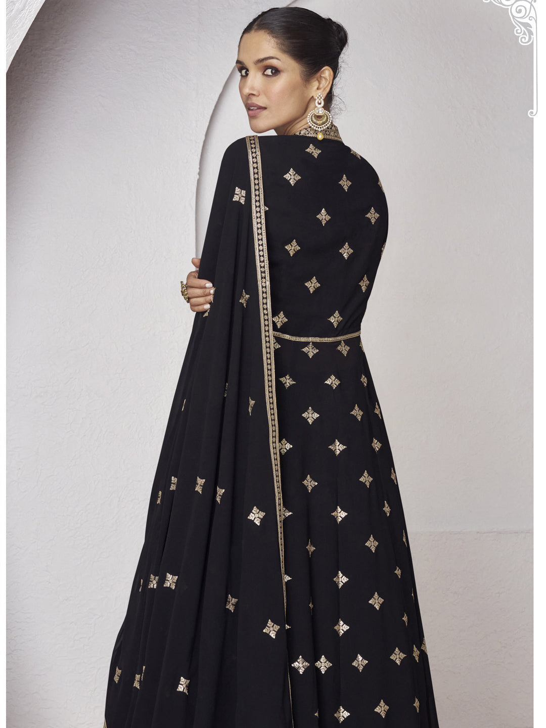 Black Heavy Designer Real Georgette Readymade Sharara Suit for Women - Elegant Indian Ethnic Wear for Weddings, Parties & Special Occasions