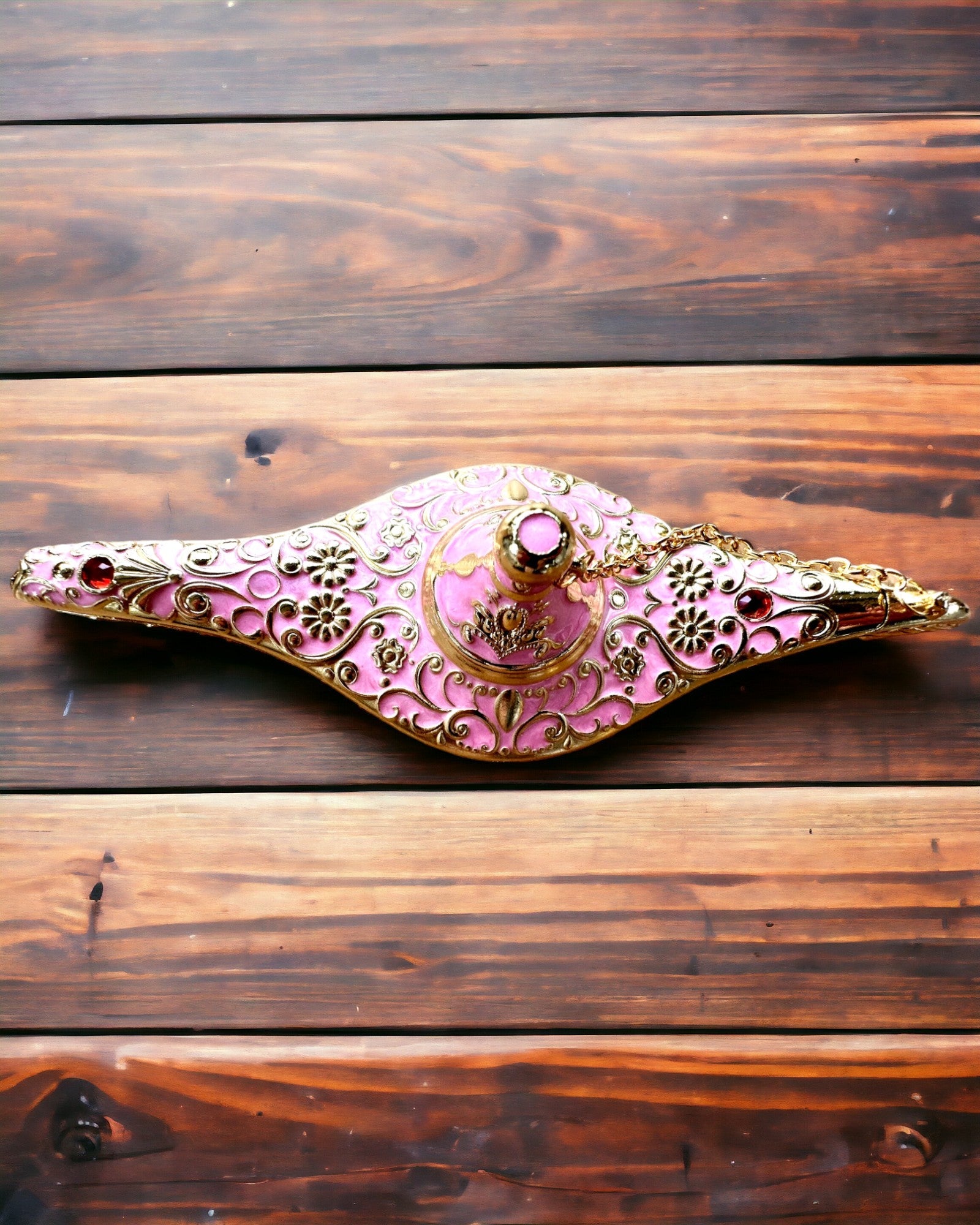Custom Engraved Pink Magic Aladdin Lamp with Gold Accents - Perfect for Home Decor, Gift Giving & Arabian Nights Themed Parties