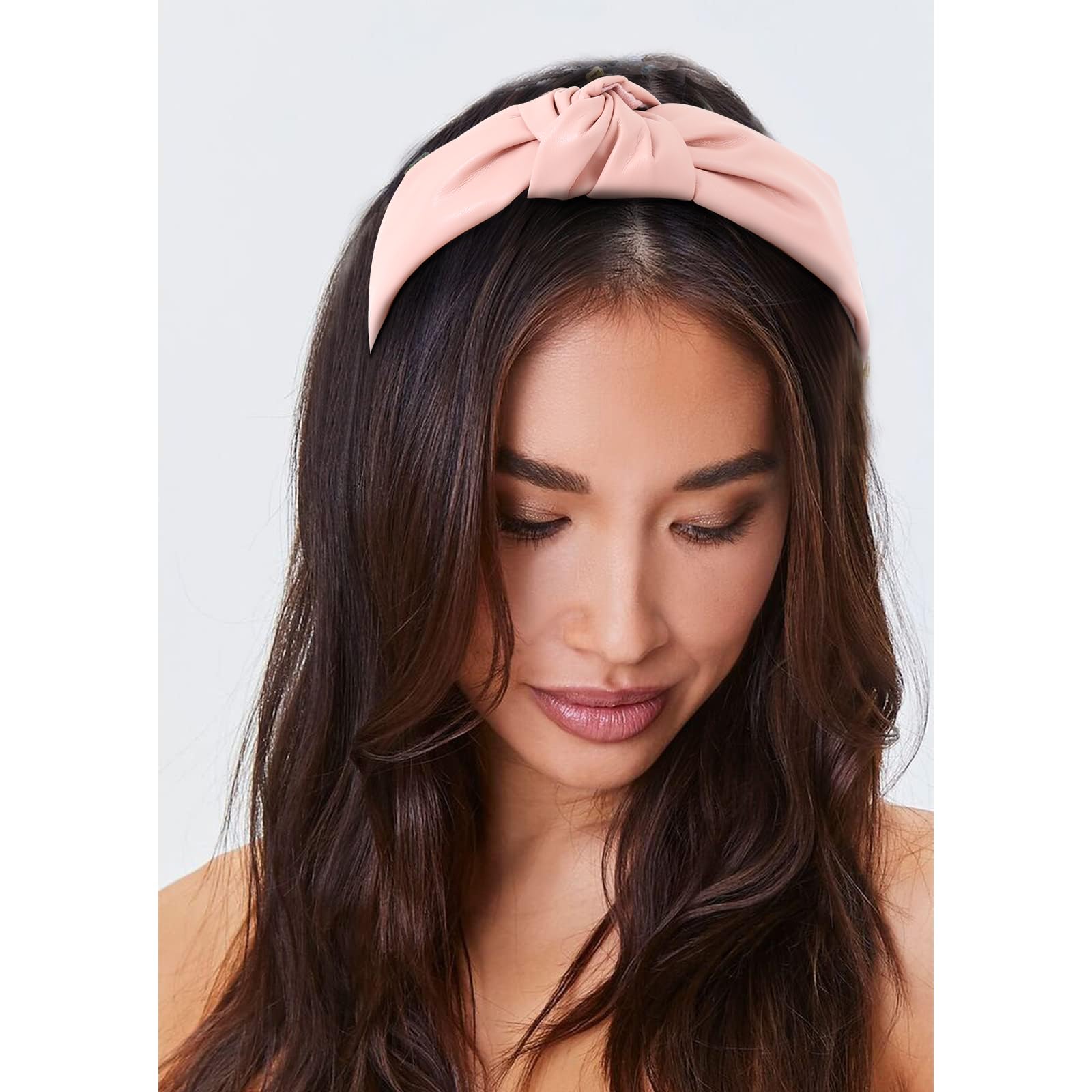FEDANS Women's Luxury Leather Knotted Headband - Non-Slip Wide Top Knot Hair Accessory for Women & Girls (Pink) | Perfect for Work, Parties, Weddings & Everyday Fashion