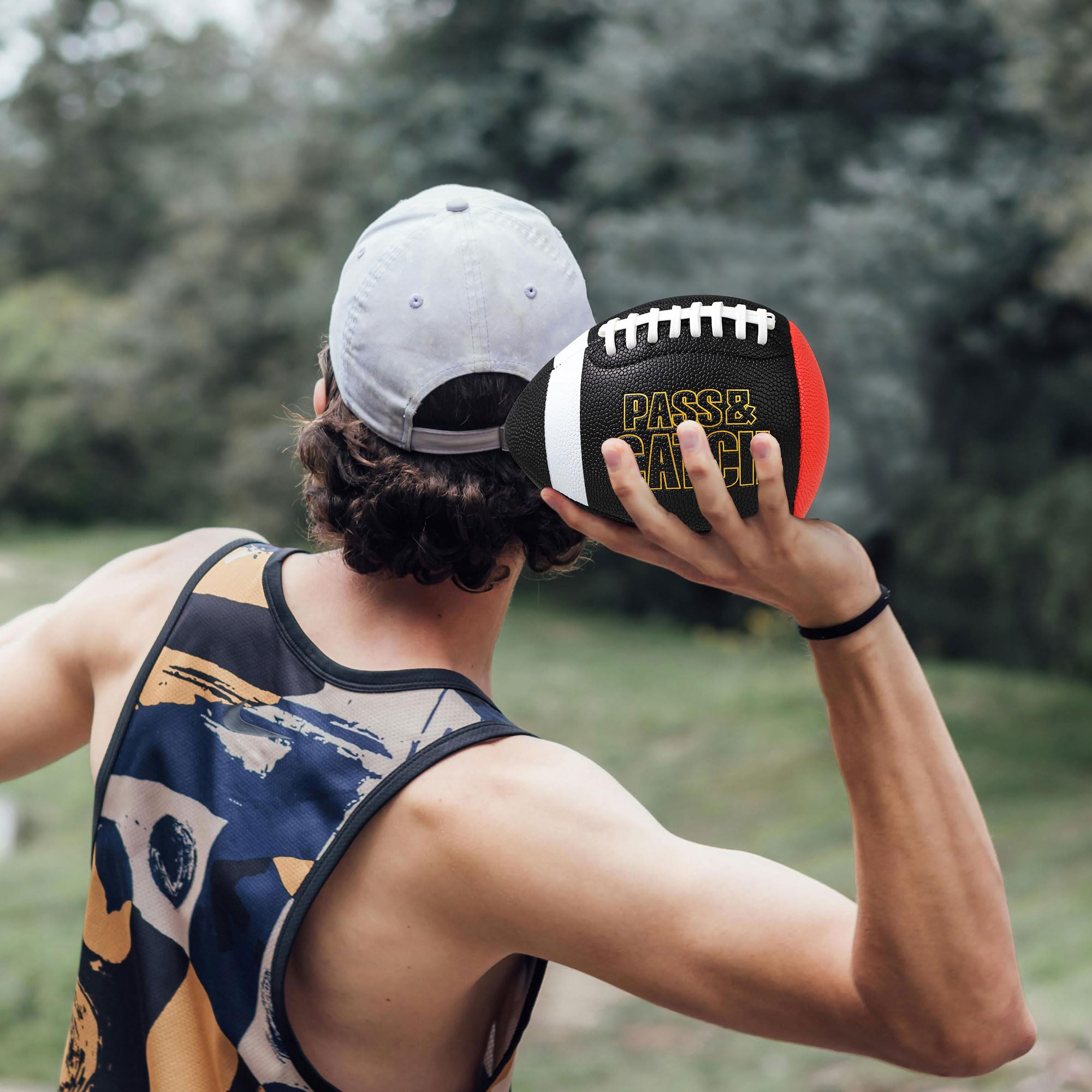 PassCatch Composite Training Football for Kids & Adults - Peewee, Youth (Ages 5-13) & Official Size (14+) - Improve Passing & Catching Skills - Includes Air Pump - Perfect for Backyard Practice, Football Drills & Solo Training Sessions