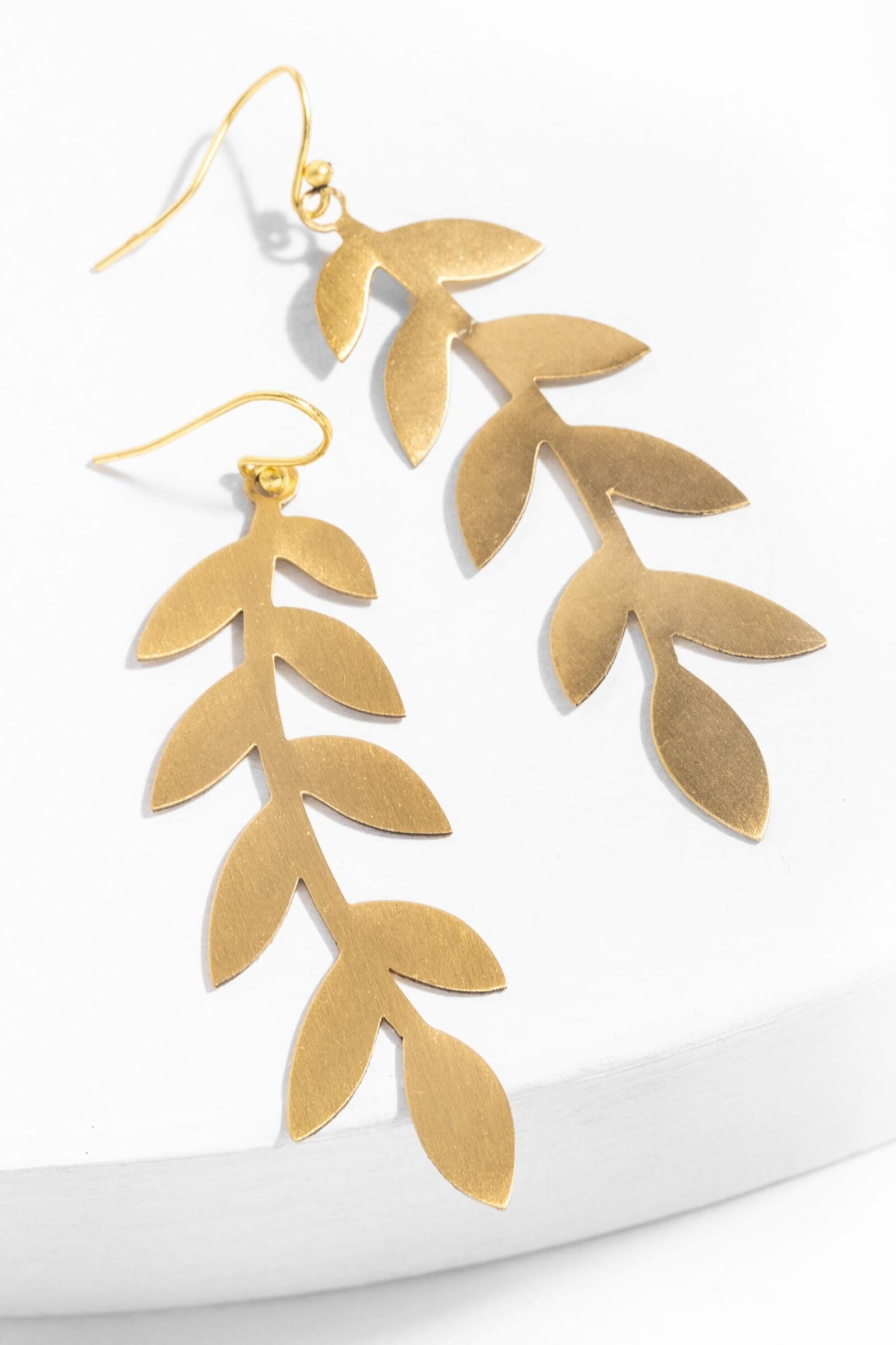 Elegant Irene Leaf Cutout Statement Earrings for Women - Boho Chic Dangle Earrings for Party, Wedding & Everyday Wear