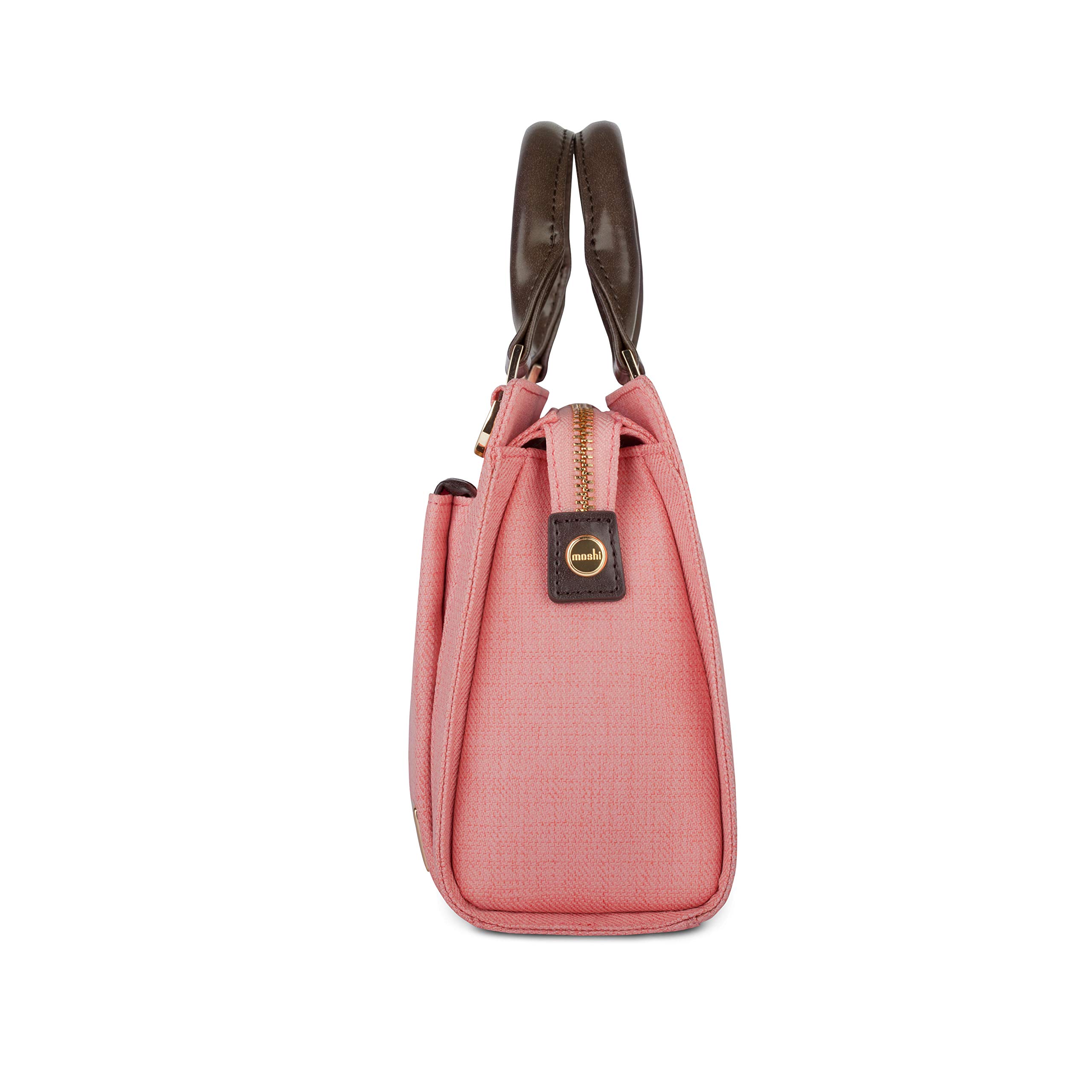 Moshi Lula Crossbody Nano Bag Mini Handbag for Women - Compact & Stylish Coral Pink Purse for Everyday Use, Travel & Shopping
