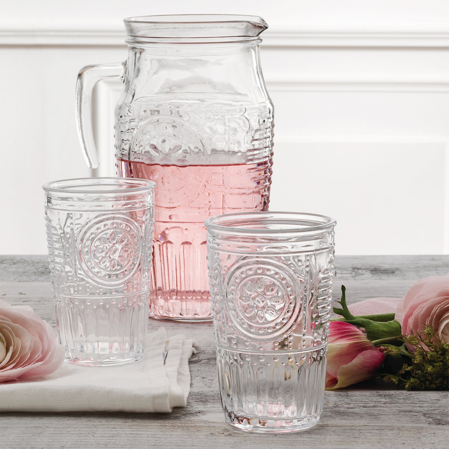 Bormioli Rocco Romantic Water Glass Set of 4 - 10.25 oz Premium Italian Glassware for Water, Juice, Soda & Beverages - Elegant Drinking Glasses for Dinner Parties, Bars, Restaurants & Home Entertaining