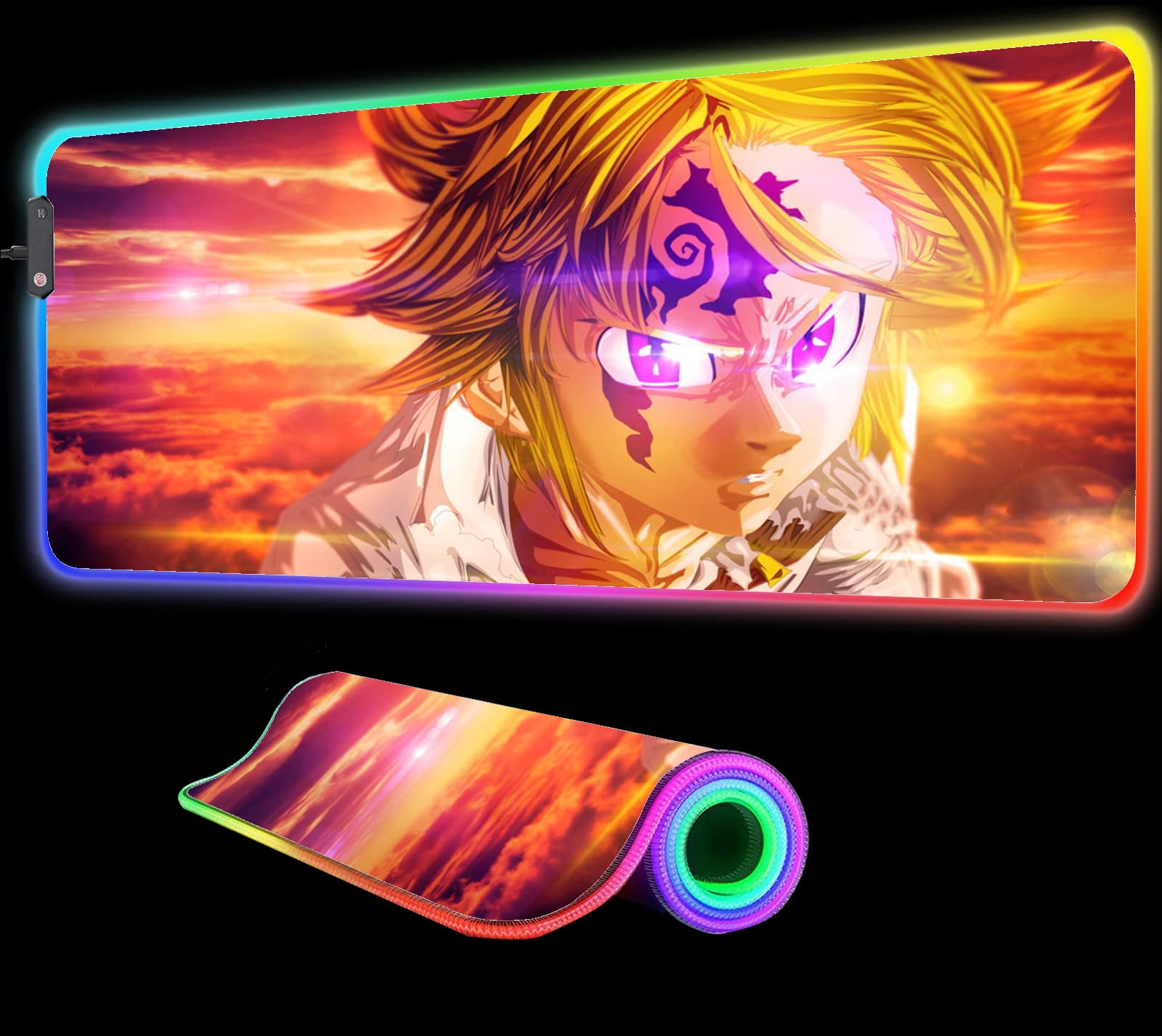 Anime RGB LED Gaming Mouse Pad - XX-Large 24x12in for PC Gamers & Office