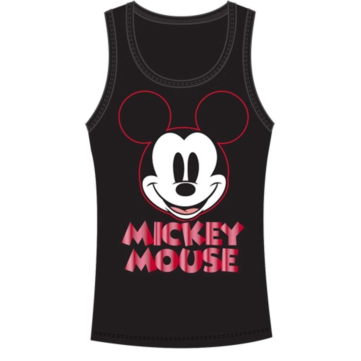 Disney Mickey Mouse Smile Red Foil Tank Top for Women - Cute Casual Summer T-Shirt for Disney Fans, Theme Parks & Vacation Outfits
